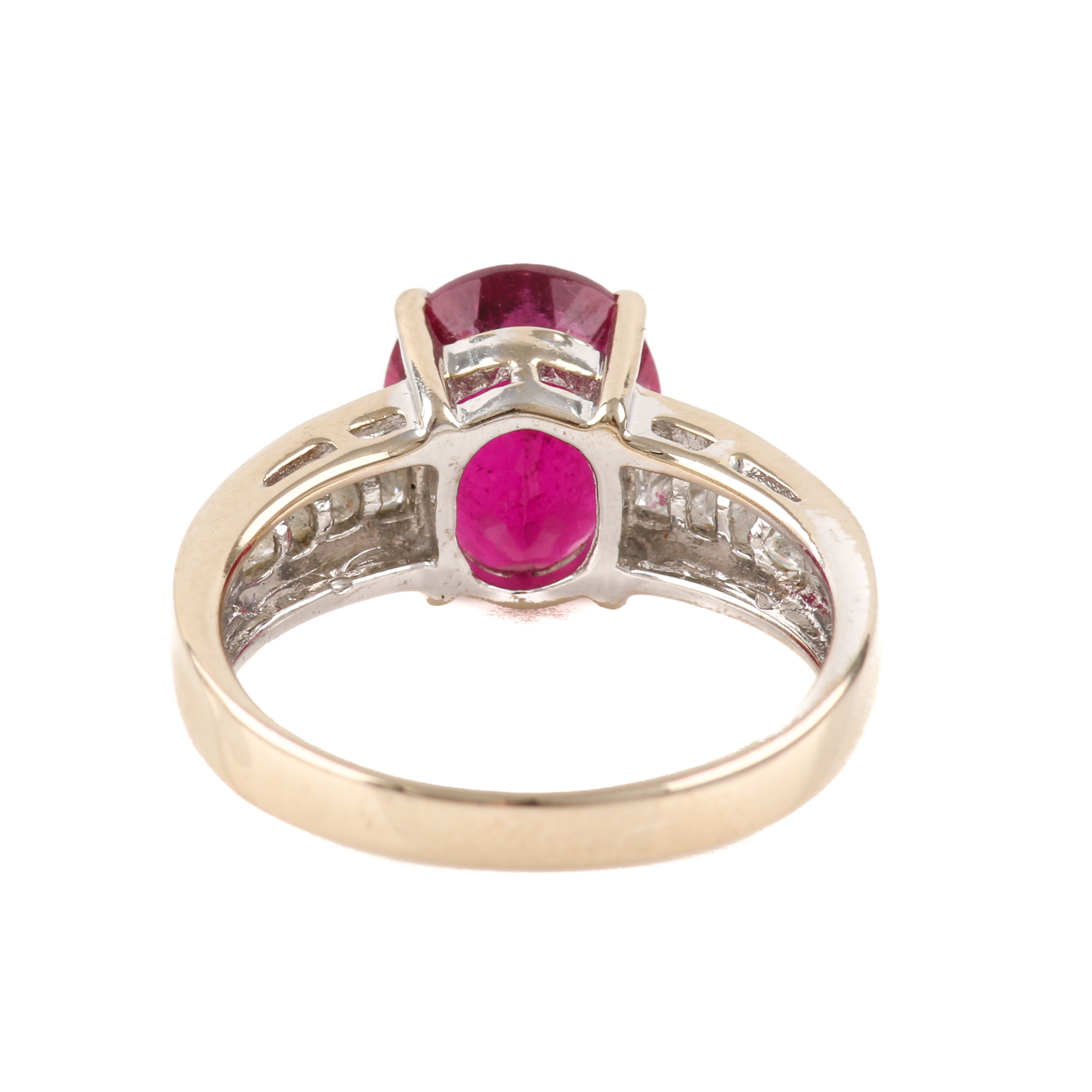 18K Yellow Gold 3.22 CT Pink Tourmaline and Diamond Ring