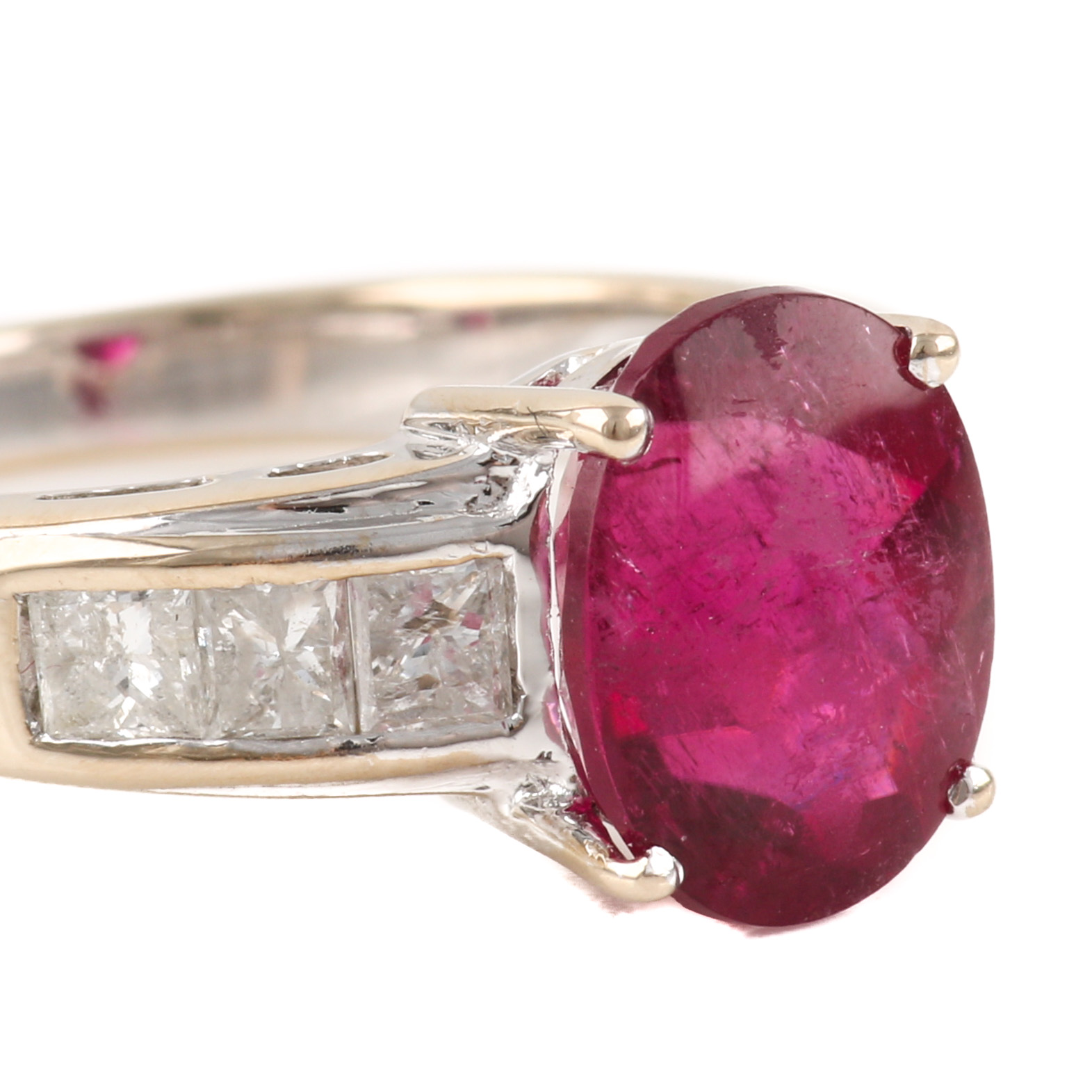 18K Yellow Gold 3.22 CT Pink Tourmaline and Diamond Ring