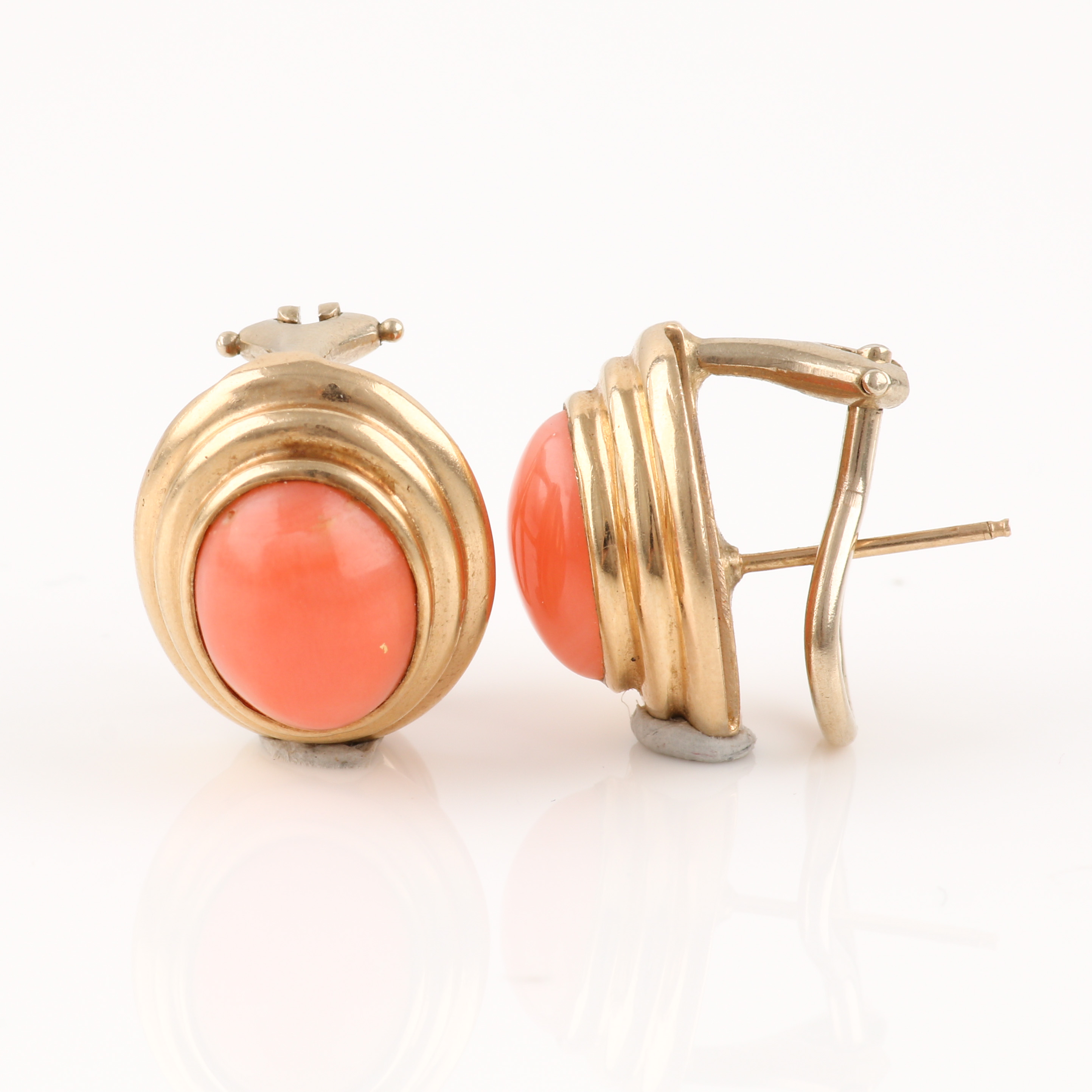 14K Yellow Gold Coral Drop Earrings