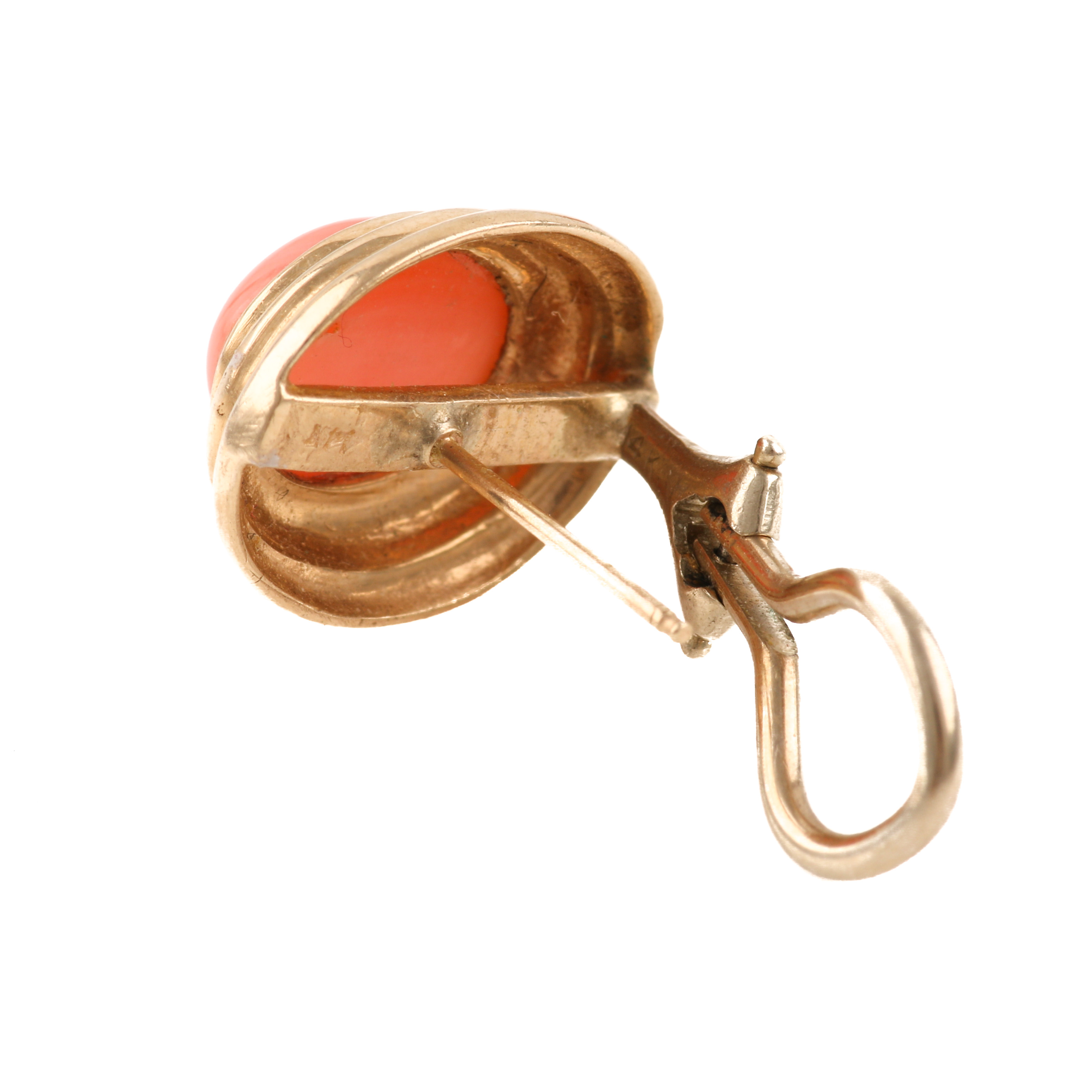 14K Yellow Gold Coral Drop Earrings