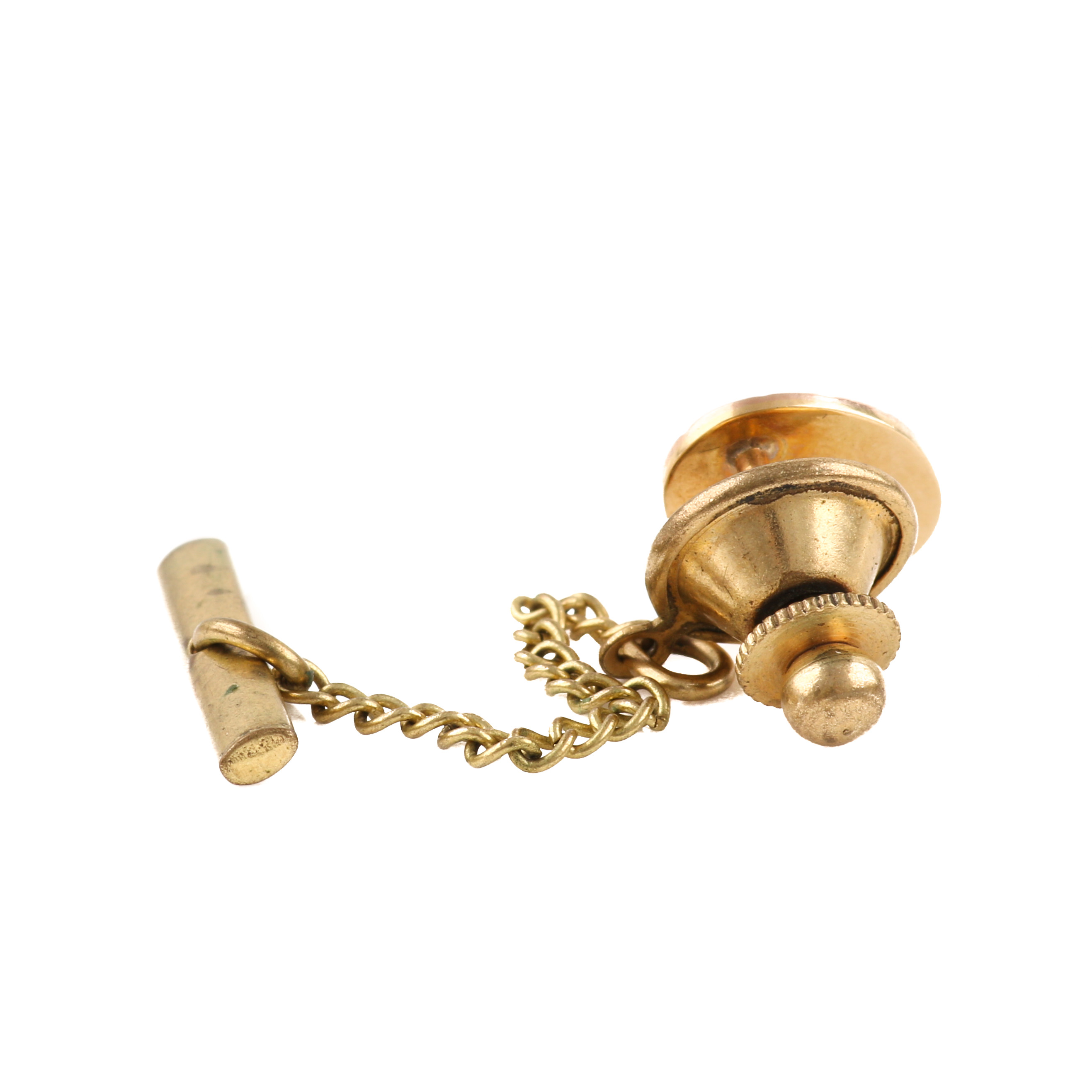 Vintage 18K Yellow and Rose Gold Emerald Tie Tac