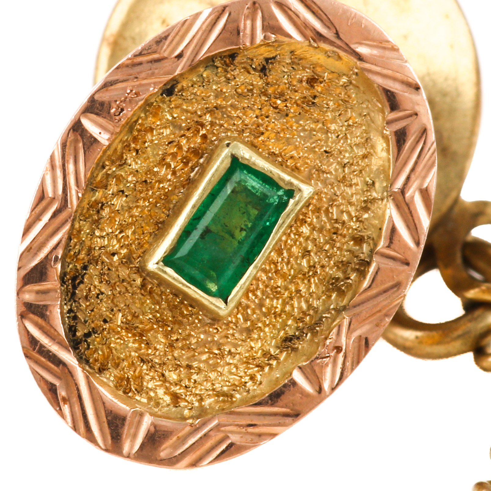 Vintage 18K Yellow and Rose Gold Emerald Tie Tac
