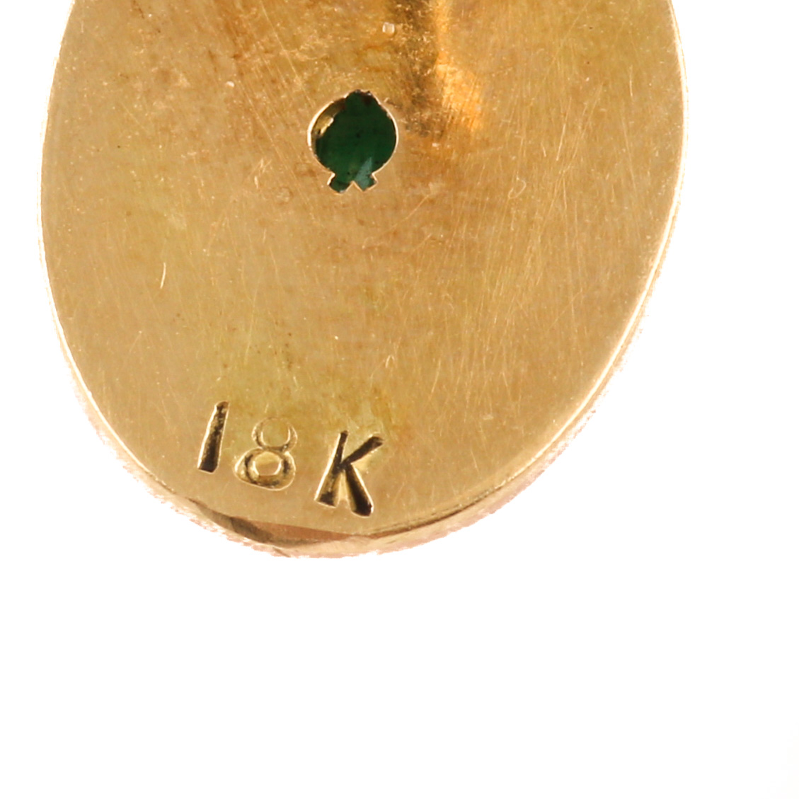 Vintage 18K Yellow and Rose Gold Emerald Tie Tac