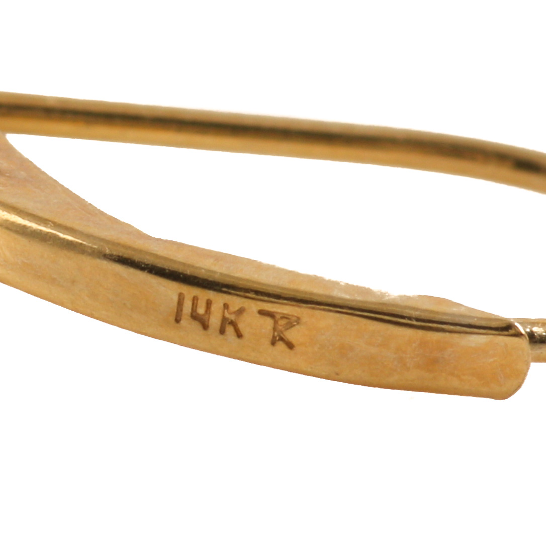 14K Yellow Gold Ring and Cubic Zirconia Earrings