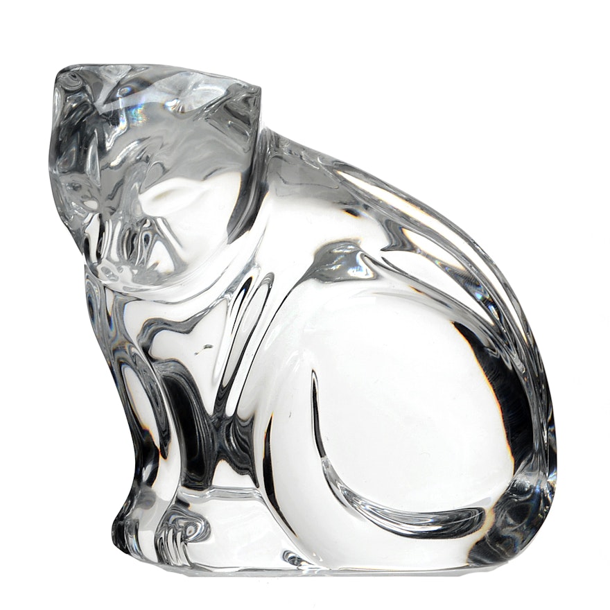 Waterford Crystal Glass Cat Figurine Paperweight