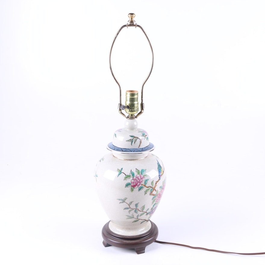 Ceramic Floral Urn Table Lamp