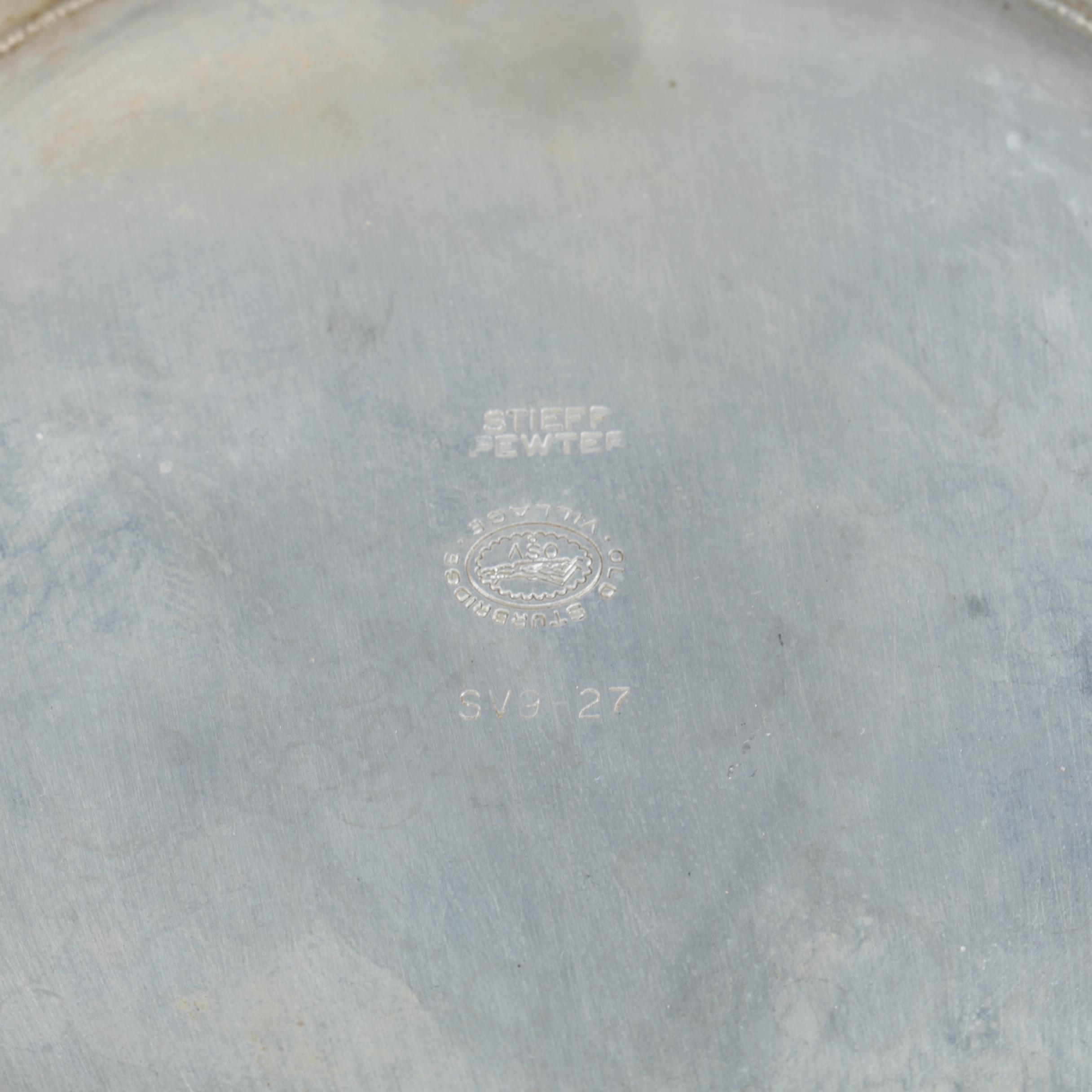 Stieff Pewter Arts and Crafts Style Pitcher and "Jefferson" Cups