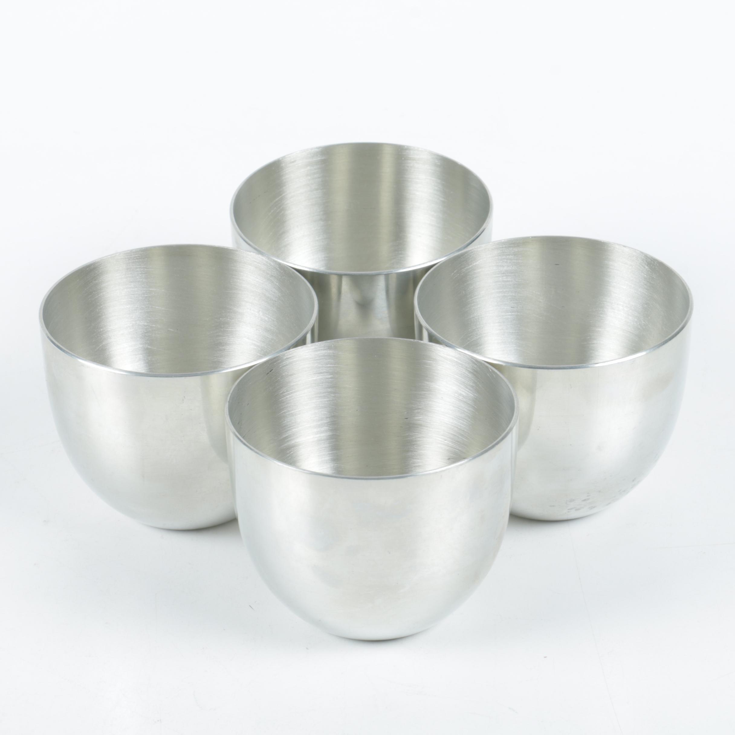 Stieff Pewter Arts and Crafts Style Pitcher and "Jefferson" Cups