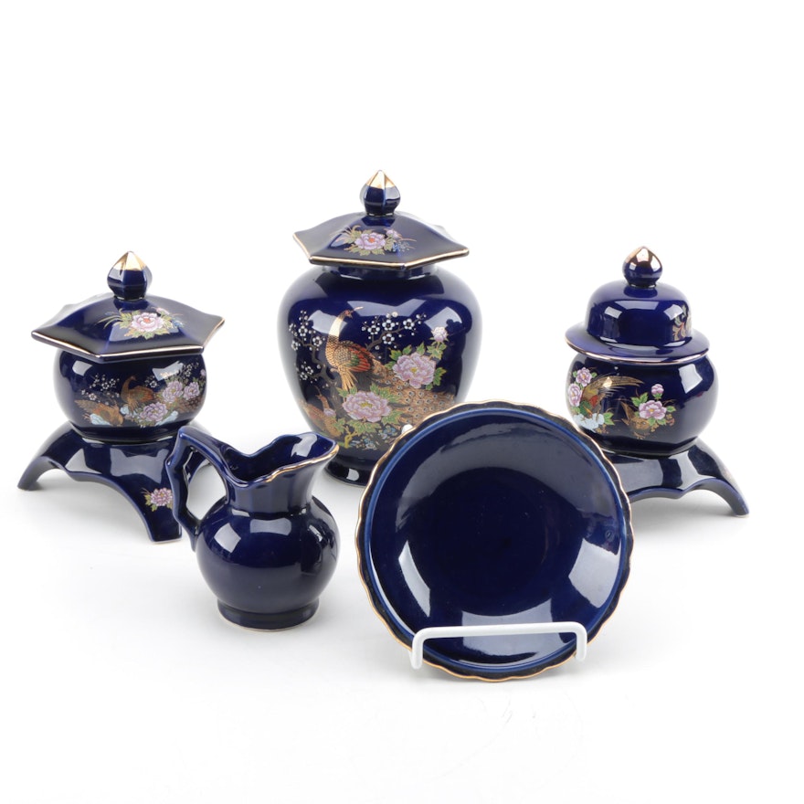 Vintage Japanese Cobalt Blue Porcelain Serveware