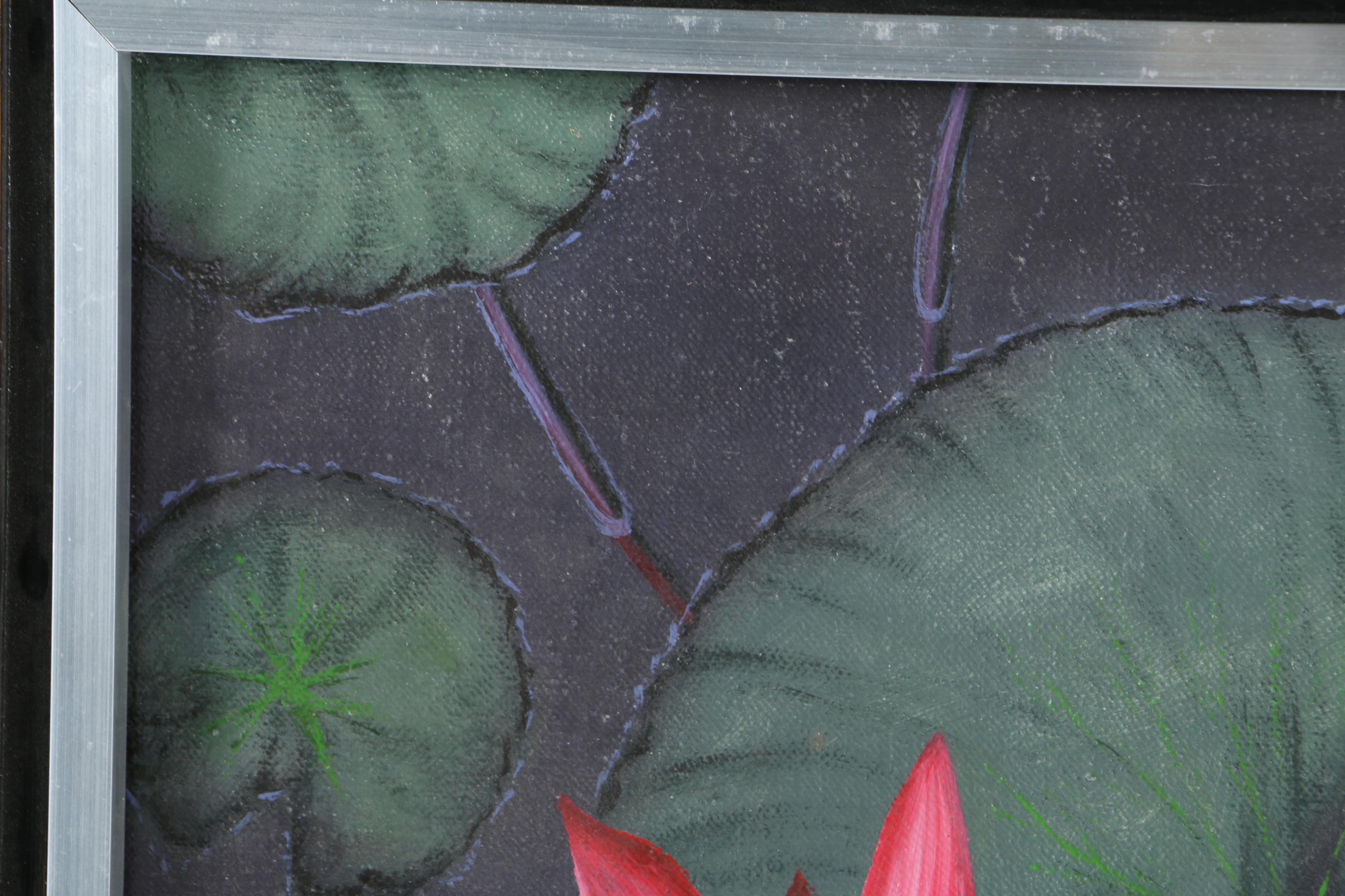 N. Cunan Oil Painting on Canvas of Waterlilies