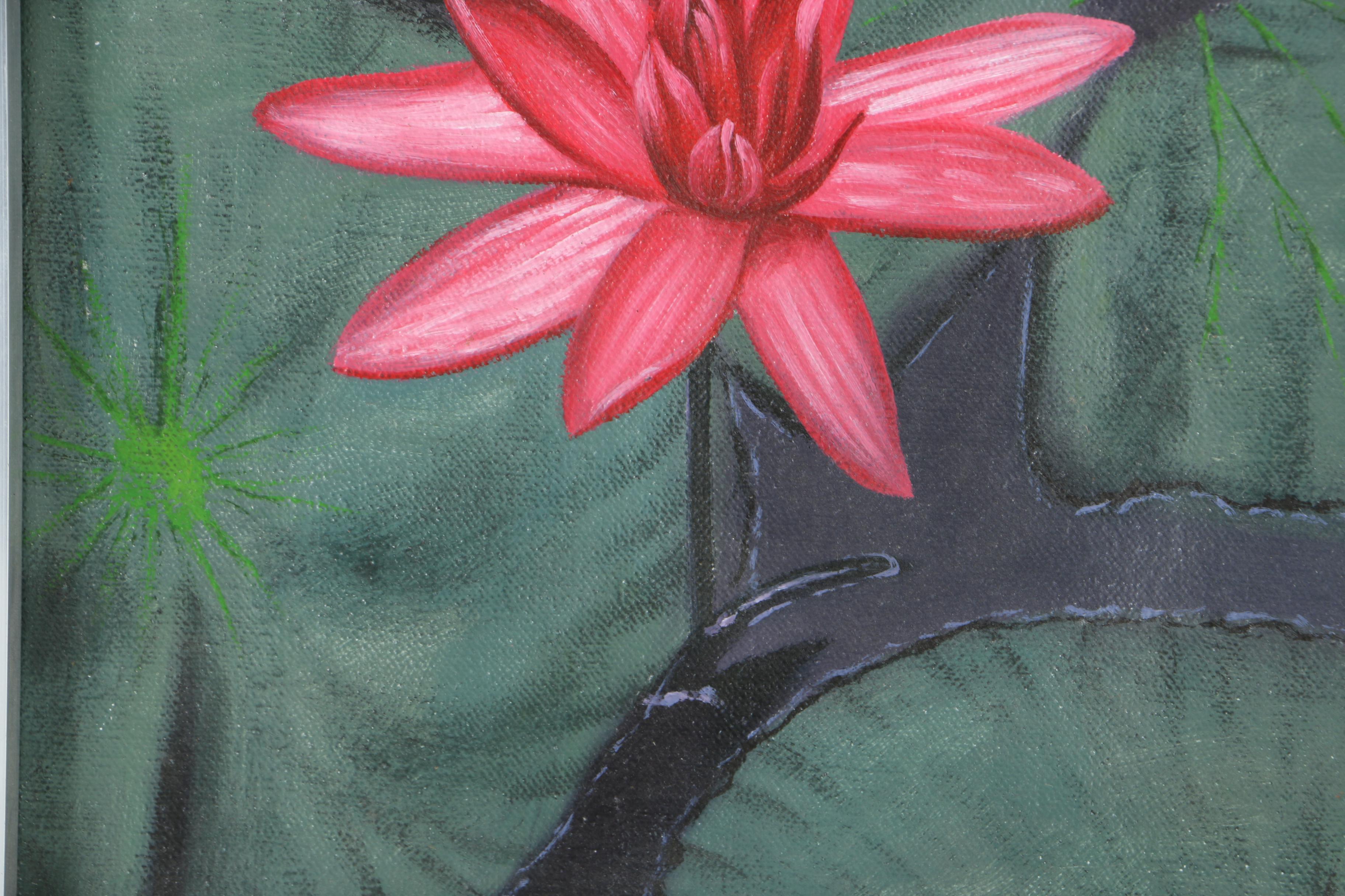 N. Cunan Oil Painting on Canvas of Waterlilies