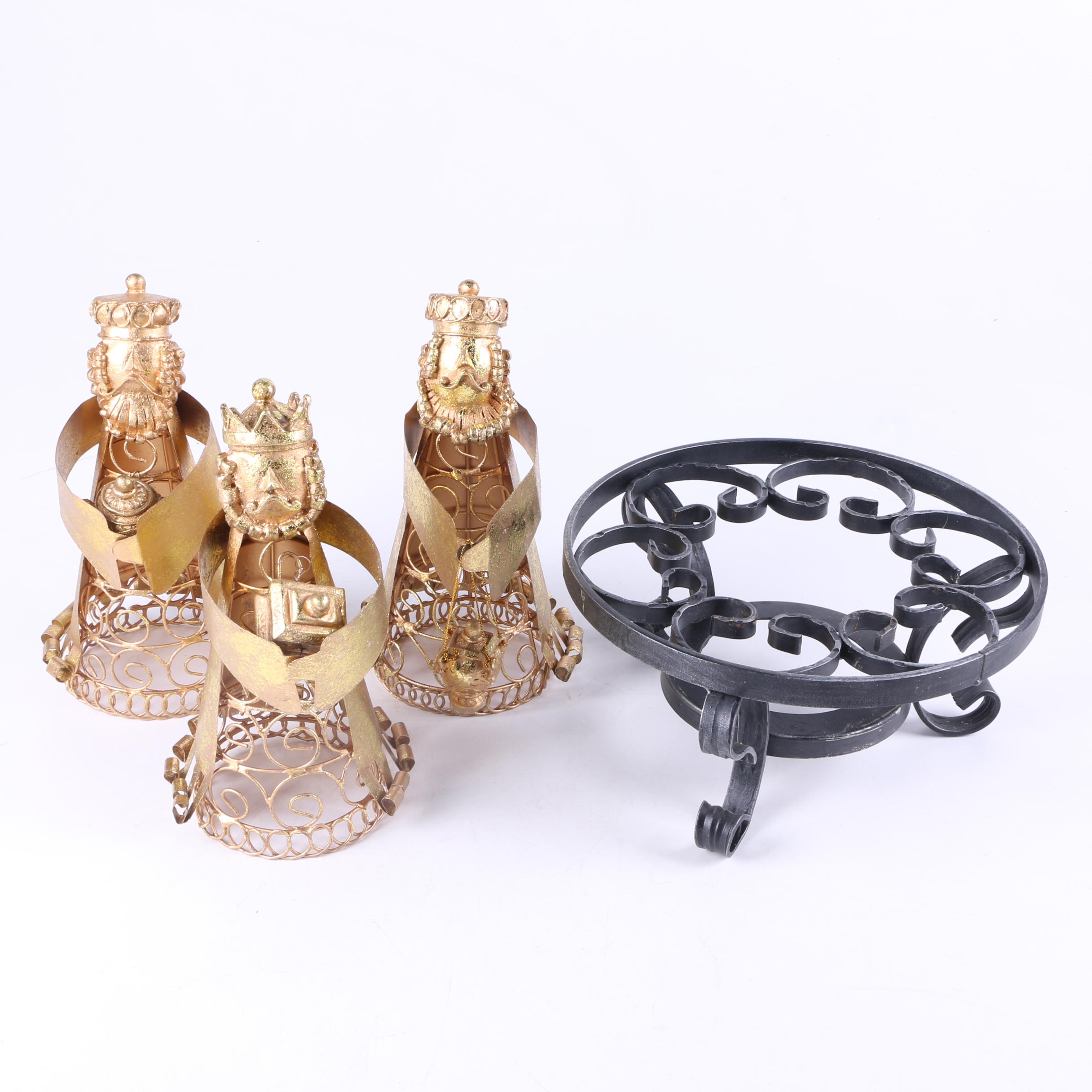 Three King Ornaments and Metal Base