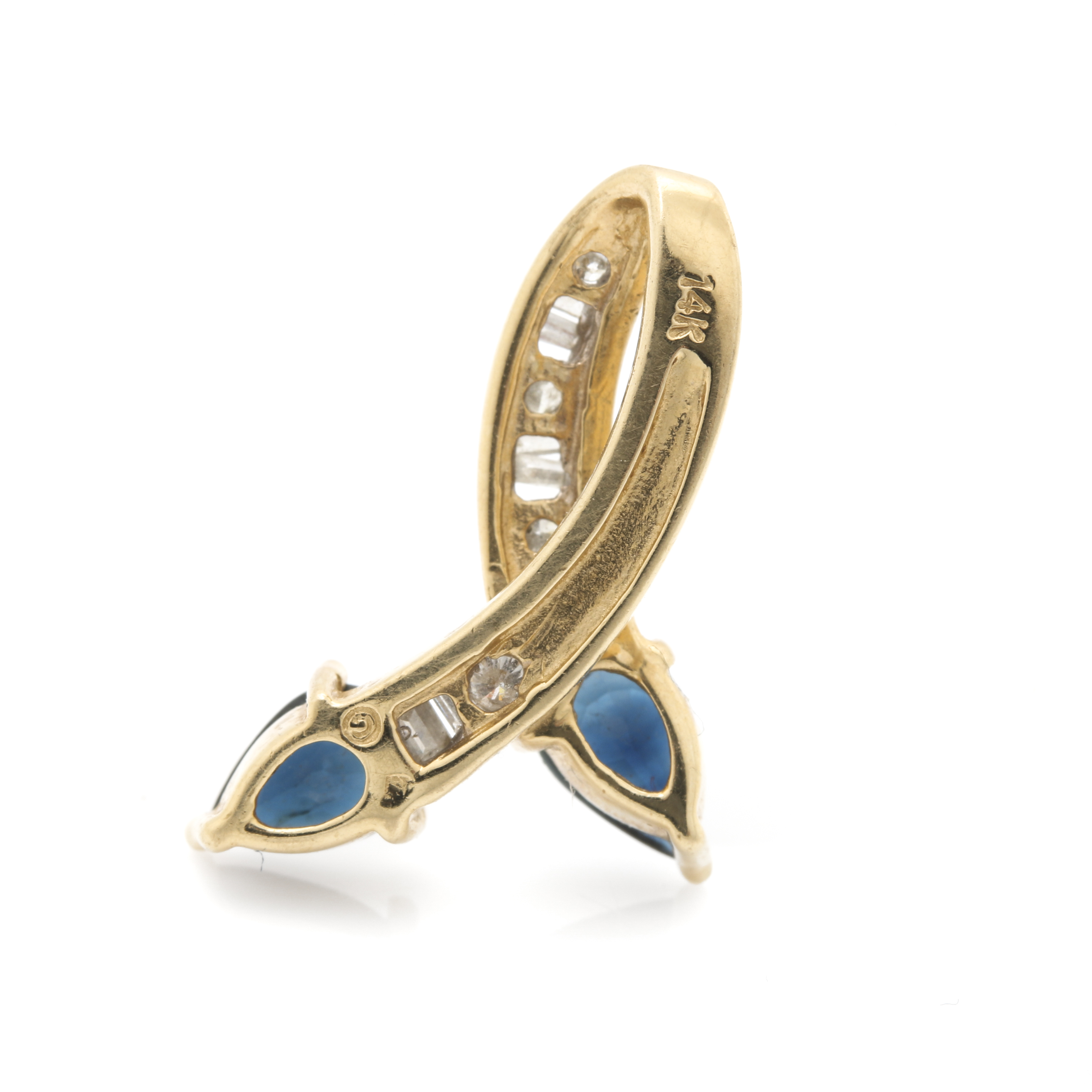 14K Yellow Gold Sapphire and Diamond Slide Pendant