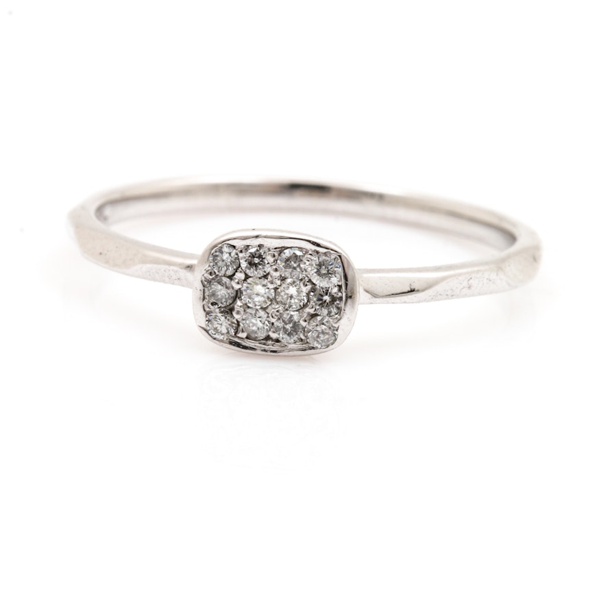 14K White Gold Diamond Cluster Ring