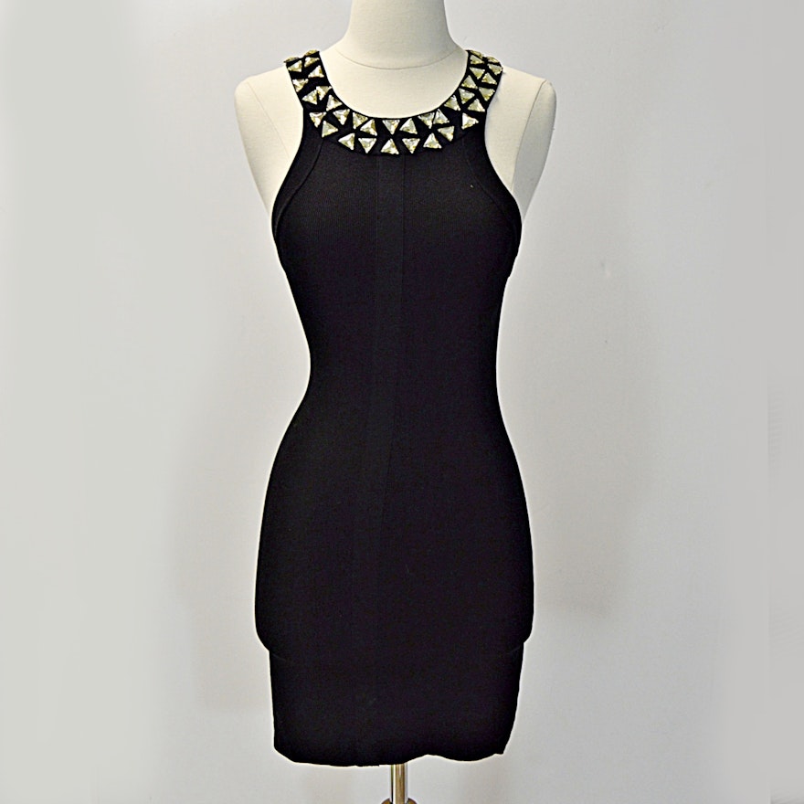 BCBG Black Silk Stretch Dress, Size L