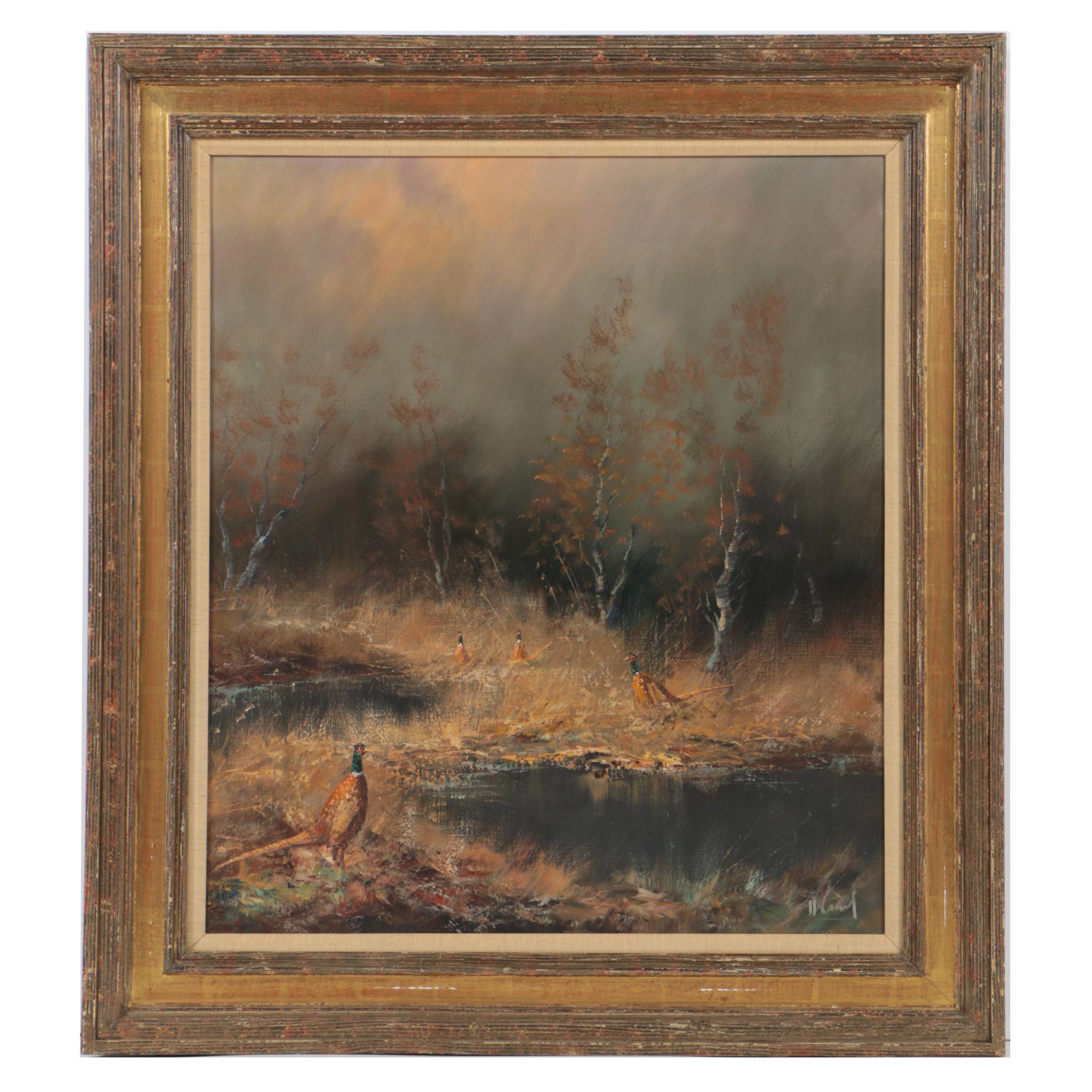 Oil Painting of Pheasants Attributed to H. Hansung