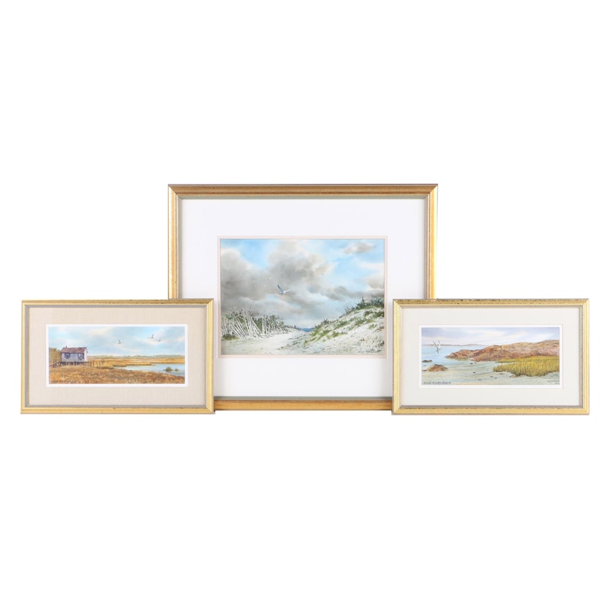 Alice Kettelhack Watercolor Paintings on Paper of Coastal Scenes