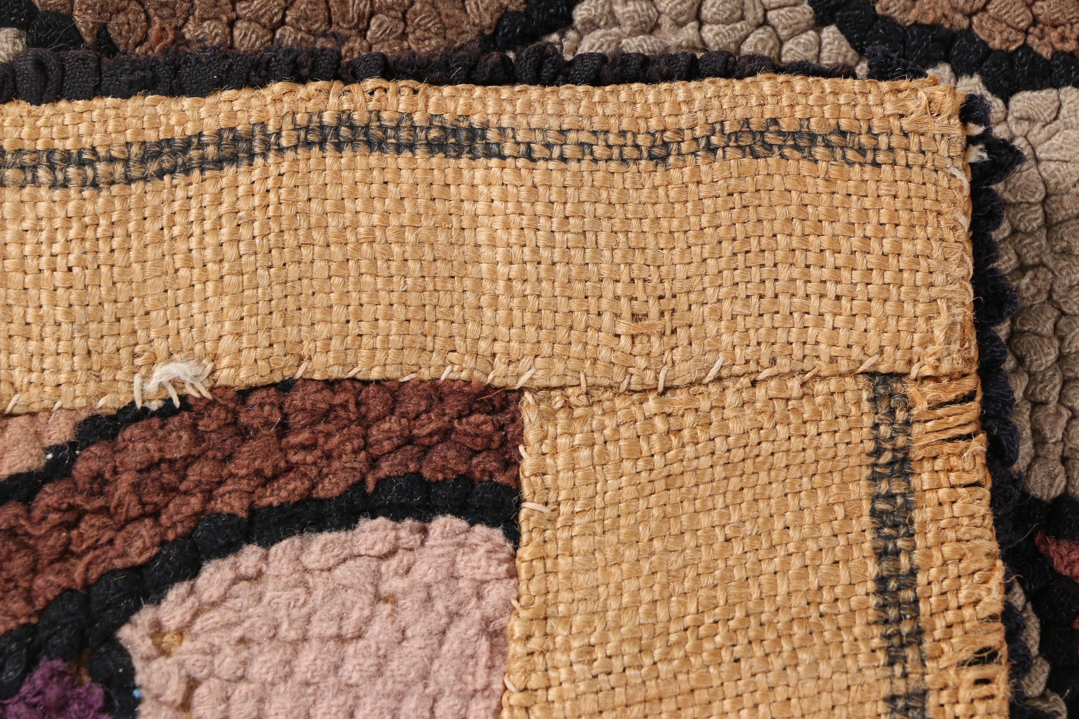 PRIORITY-Vintage Hooked "Flower of Life" Accent Rug