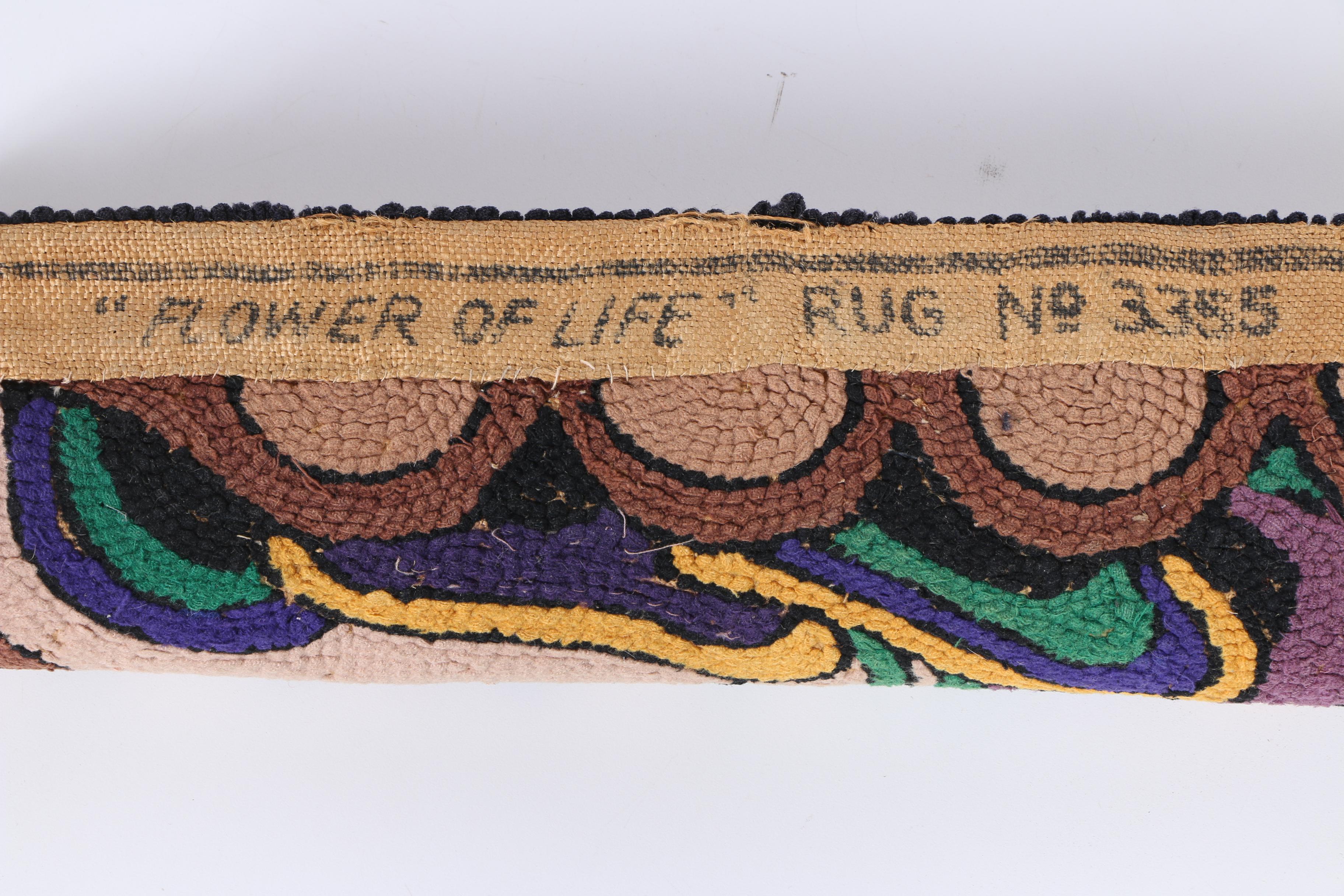 PRIORITY-Vintage Hooked "Flower of Life" Accent Rug