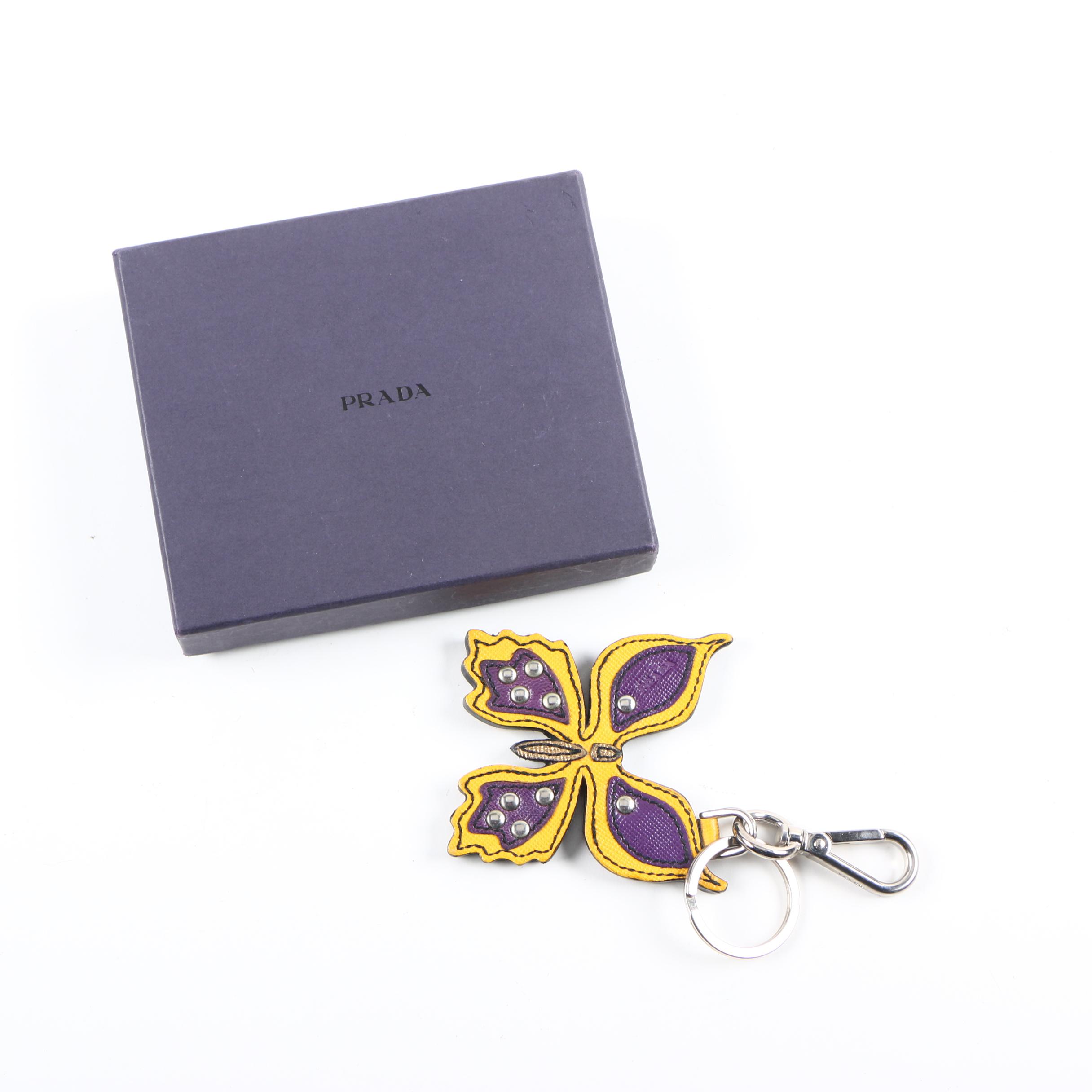 Prada Leather Butterfly Key Chain