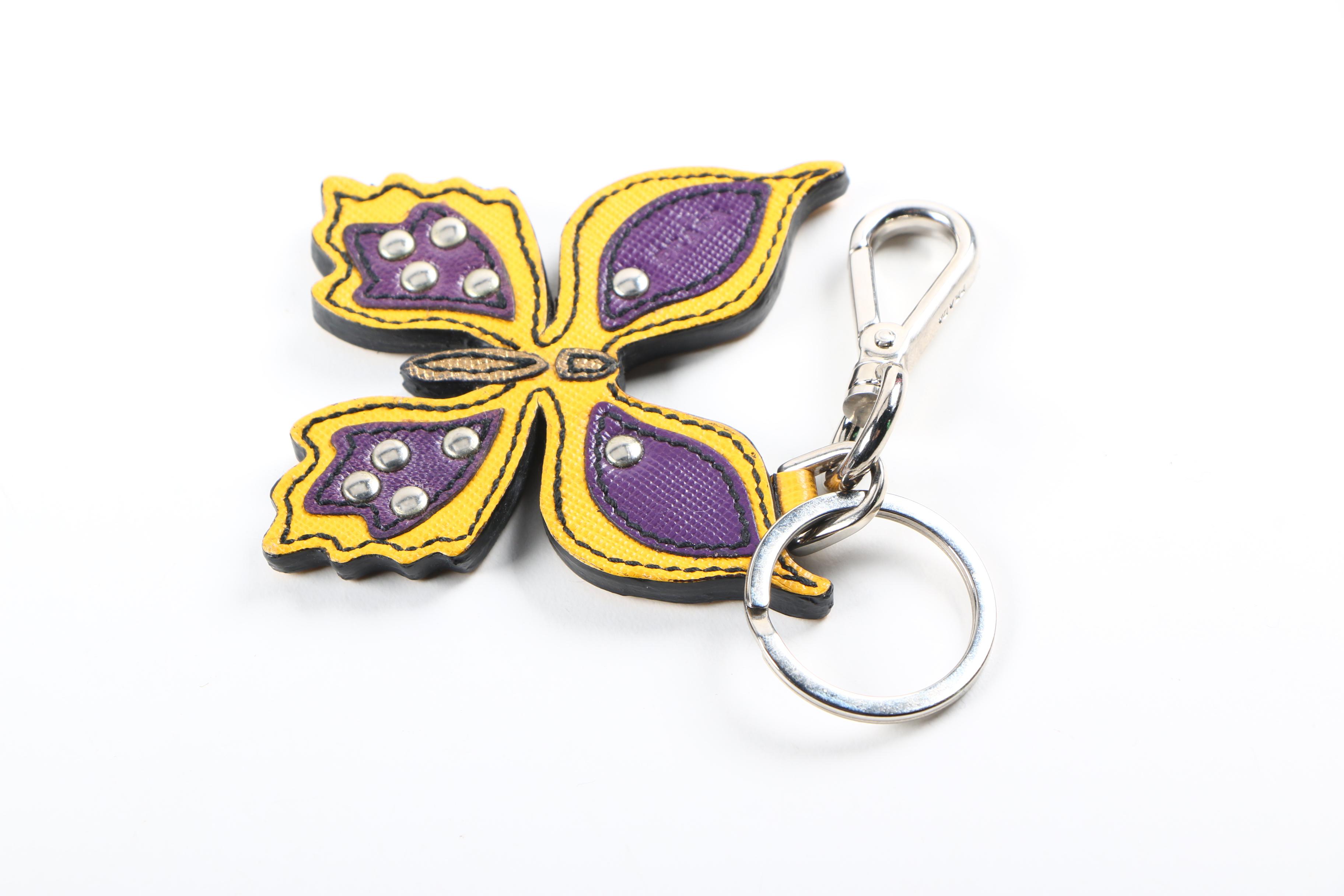 Prada Leather Butterfly Key Chain