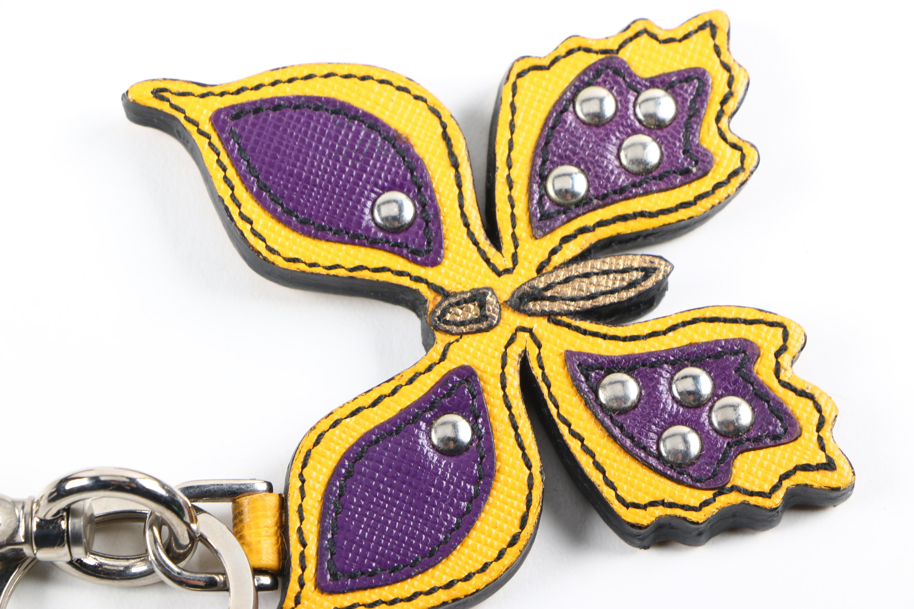 Prada Leather Butterfly Key Chain