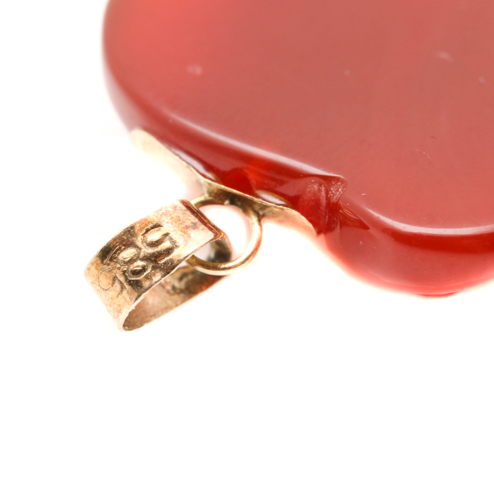 Assortment of 14K Yellow Gold Carved Gemstone Pendants