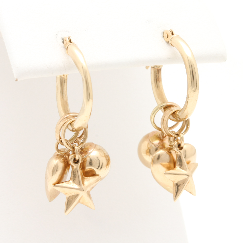 14K Yellow Gold Charm Earrings