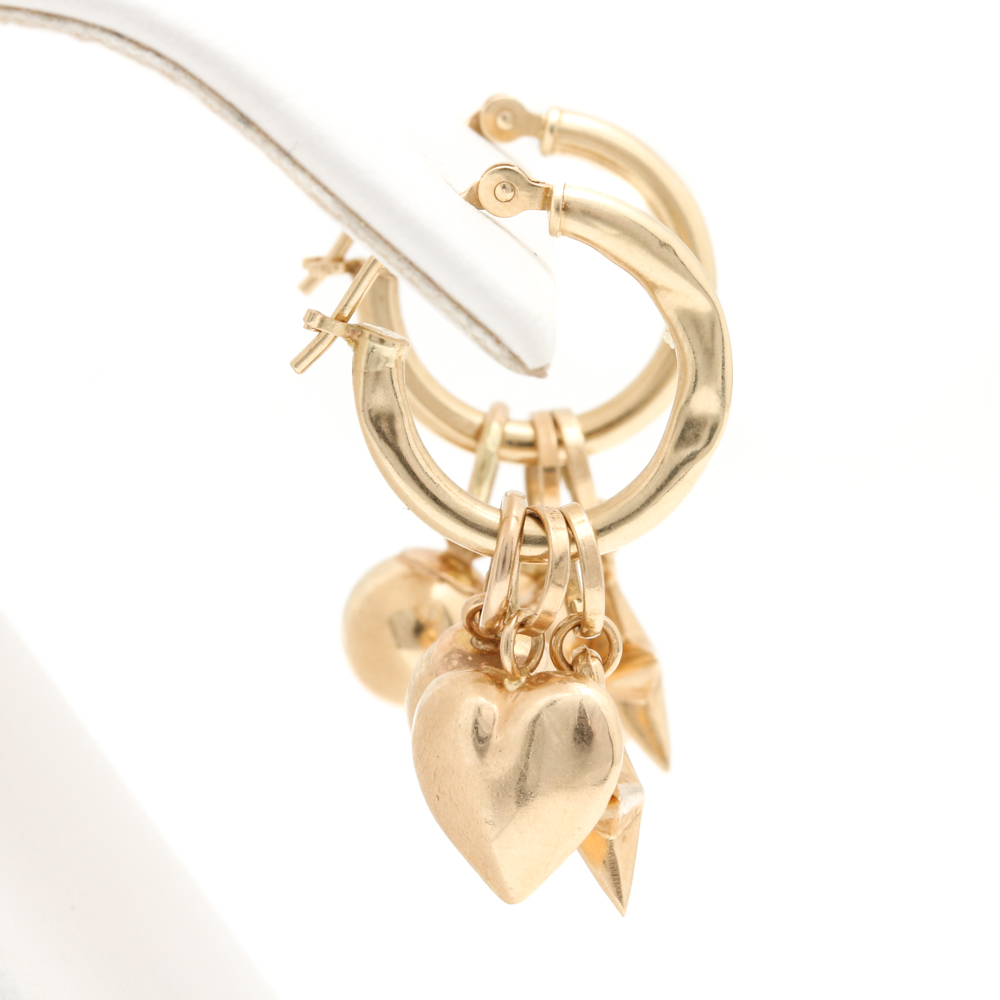14K Yellow Gold Charm Earrings