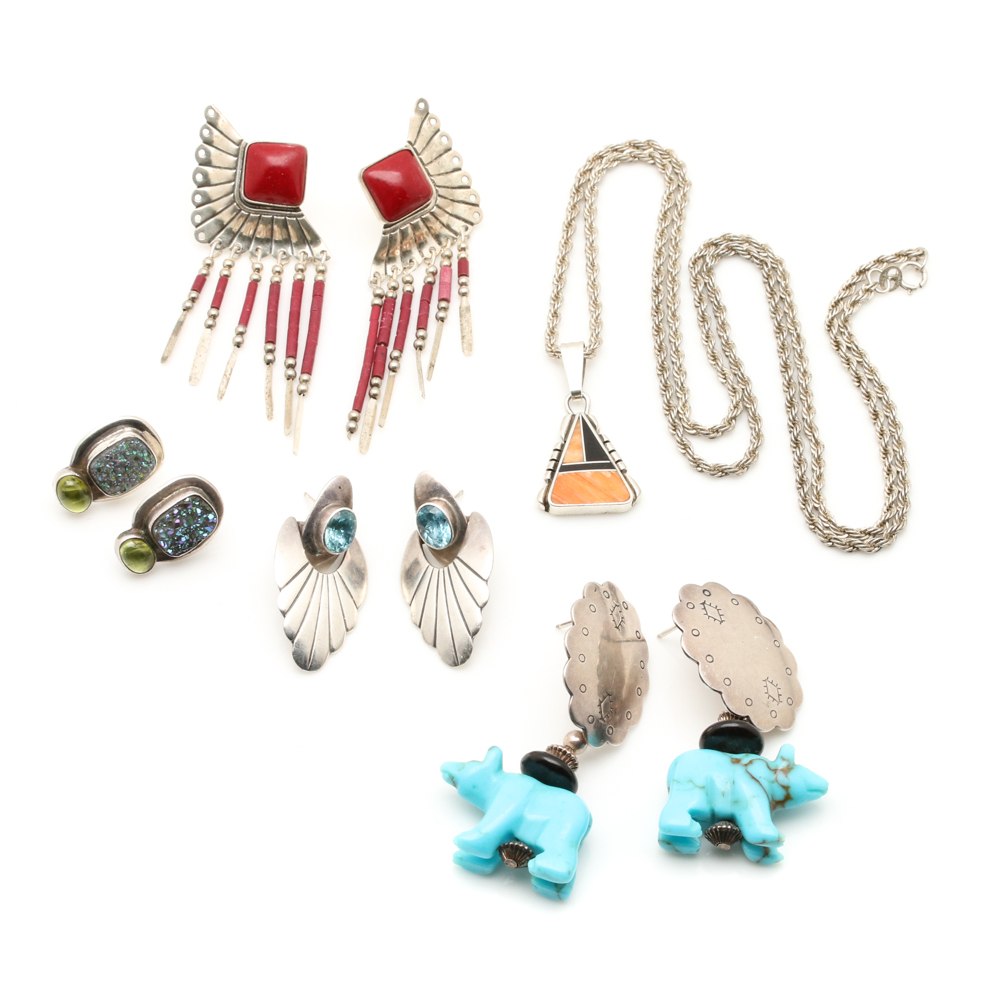 Sterling Silver Southwestern Style Jewelry Including Carolyn Pollack