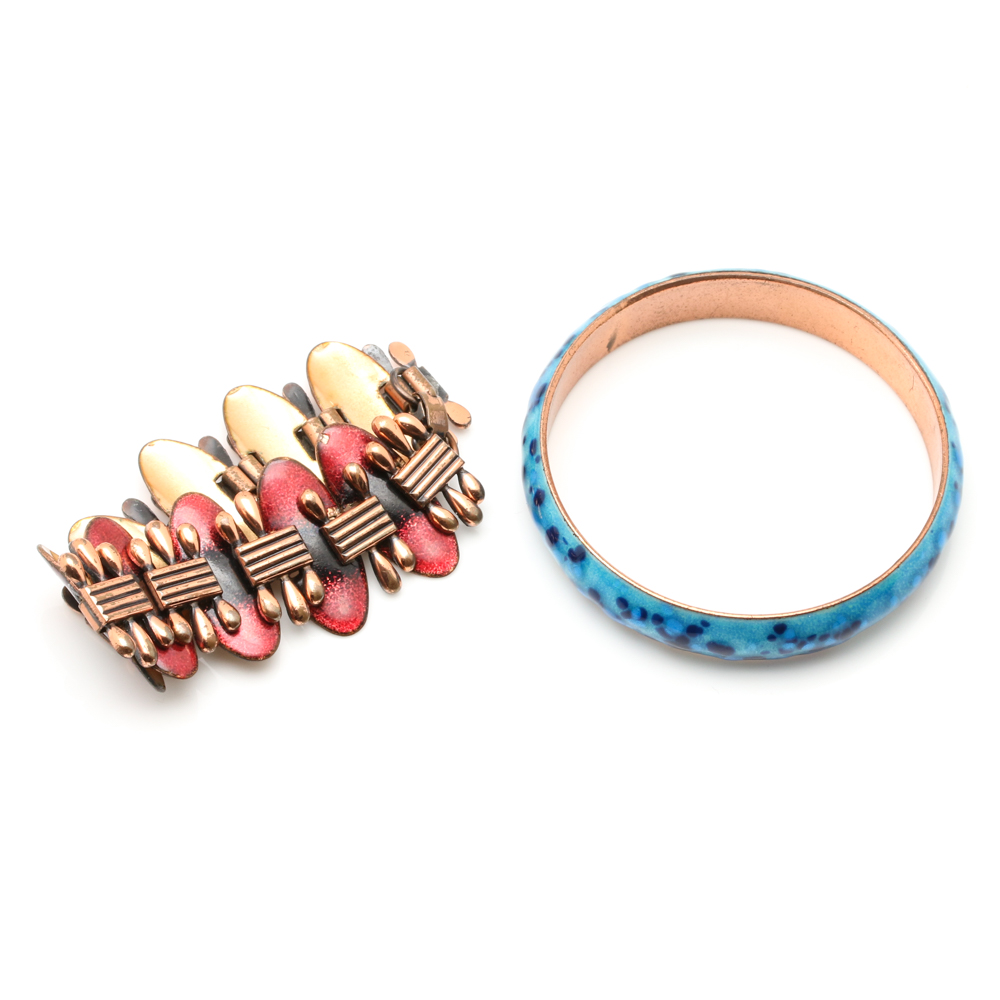 Collection of Copper Jewelry Including Matisse and Renoir