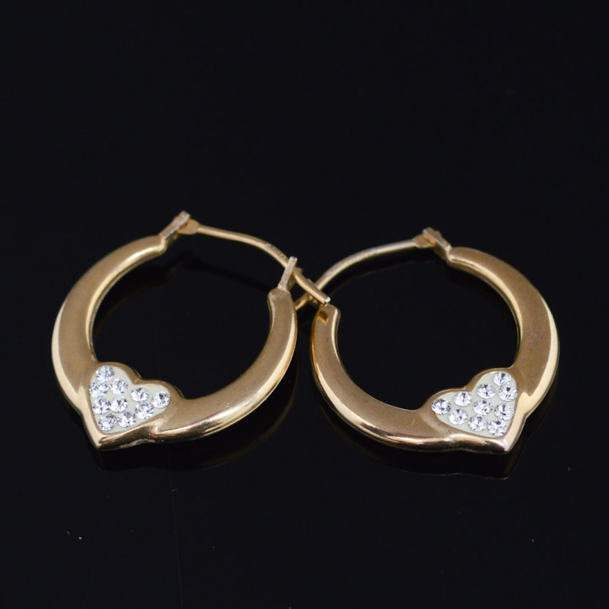 Gold Filled Sterling Silver Foilback Gemstone Hoop Earrings