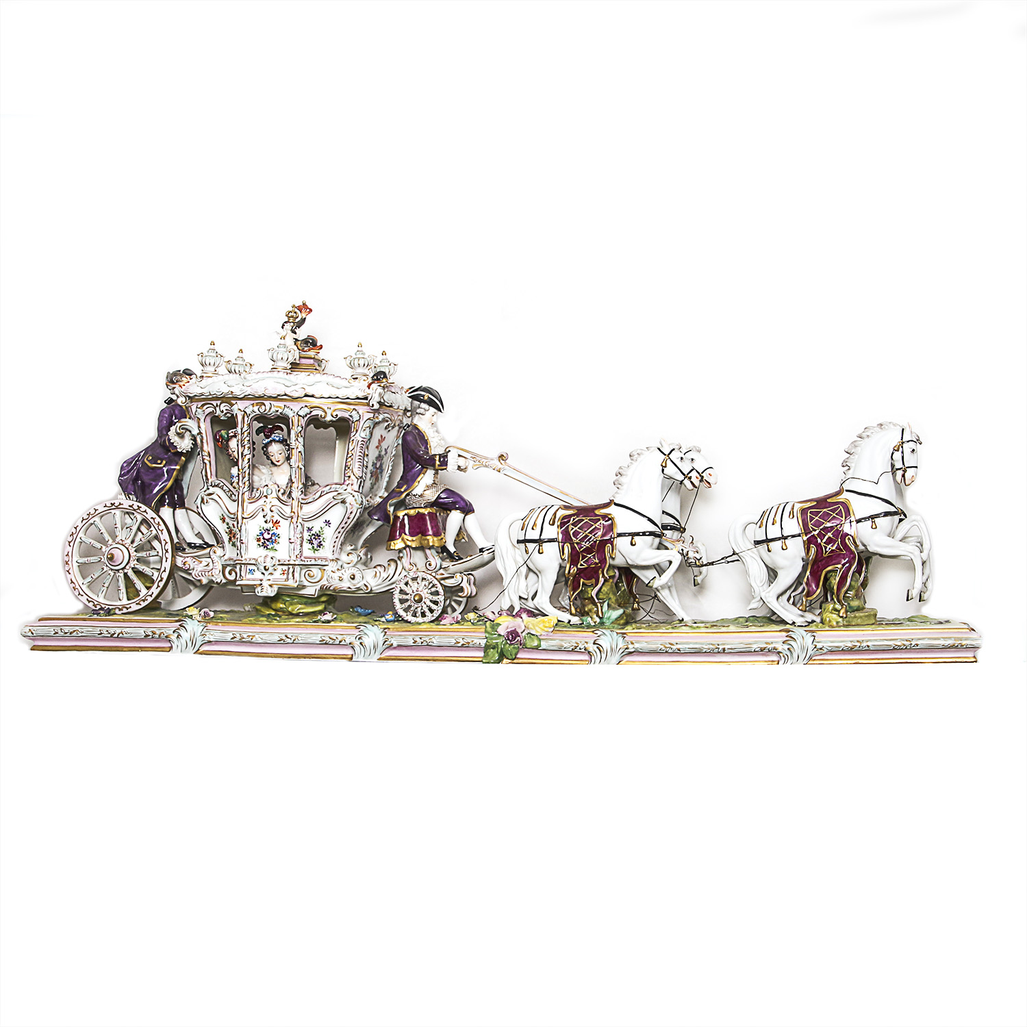 Antique Porcelain Rudolstadt Volkstedt Horse and Carriage Figurine