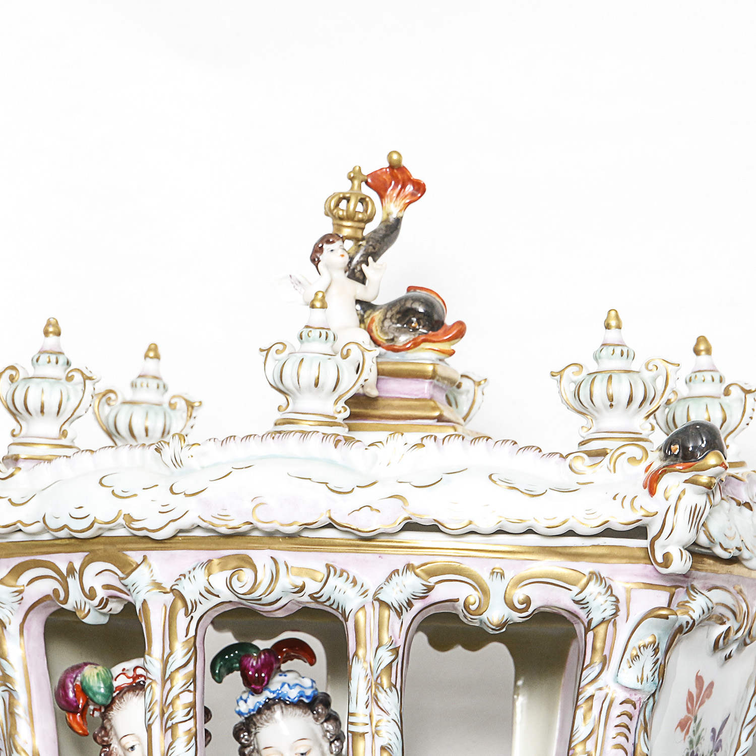 Antique Porcelain Rudolstadt Volkstedt Horse and Carriage Figurine