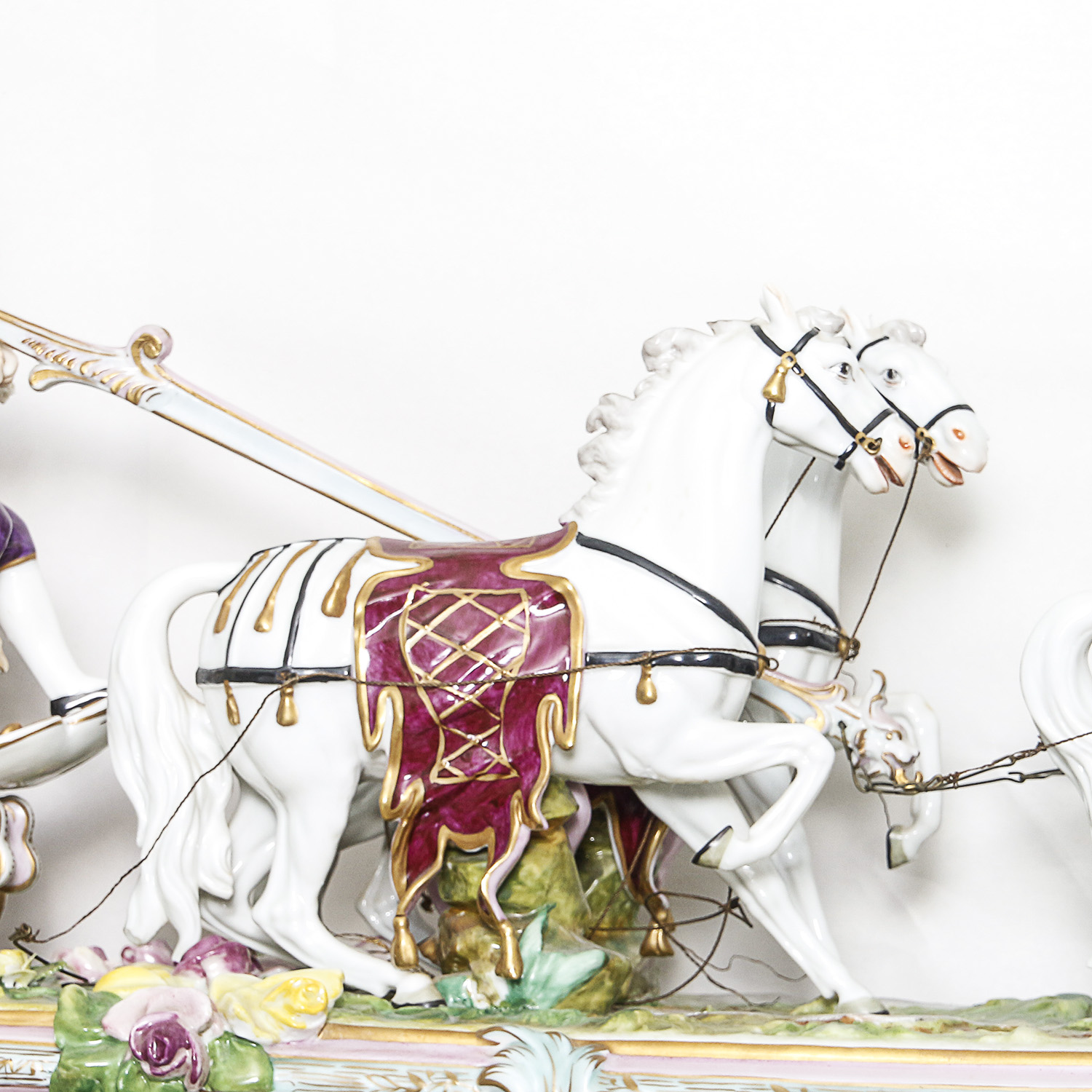 Antique Porcelain Rudolstadt Volkstedt Horse and Carriage Figurine