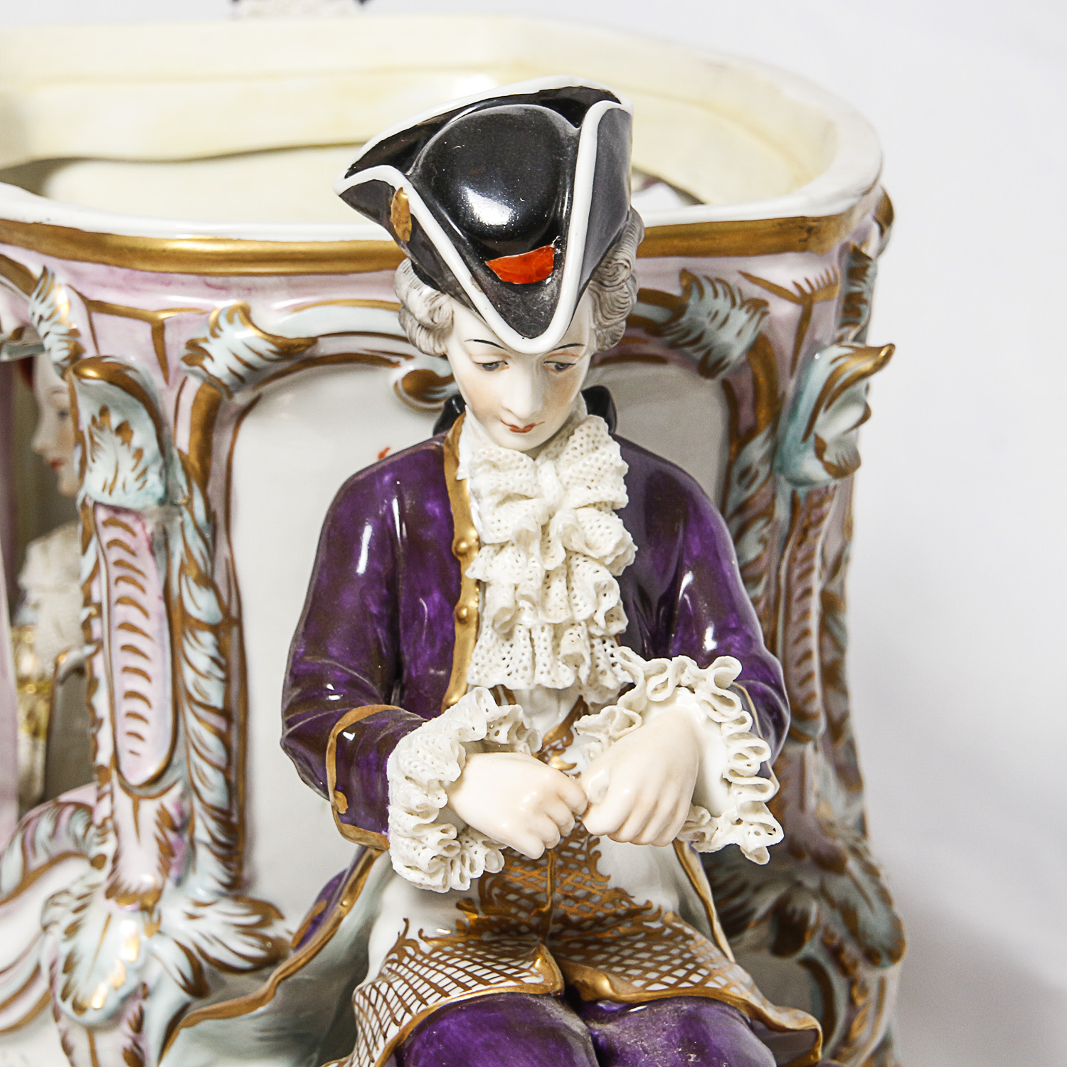 Antique Porcelain Rudolstadt Volkstedt Horse and Carriage Figurine