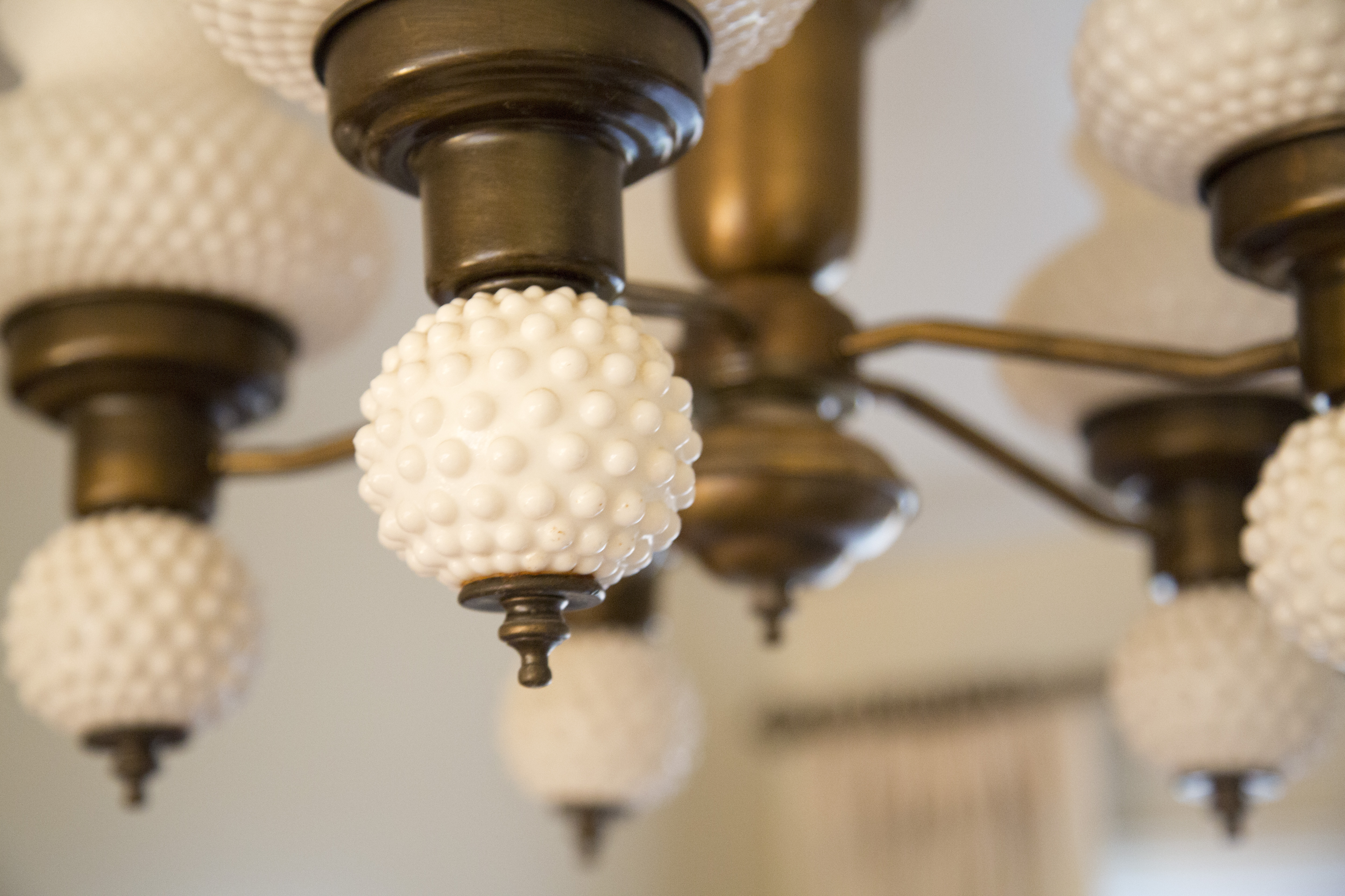 Chandelier with Hobnail Milk Glass Globes