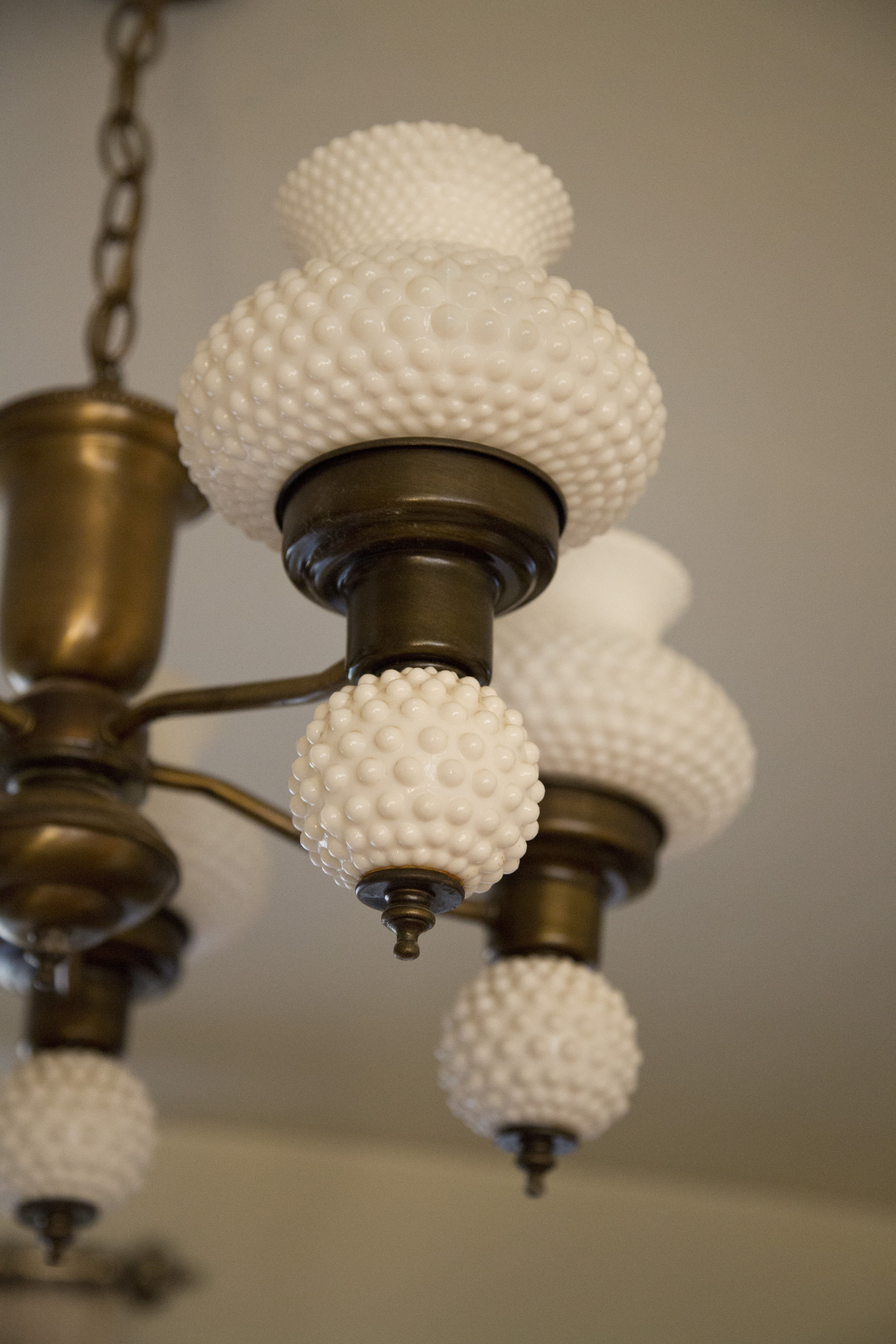 Chandelier with Hobnail Milk Glass Globes