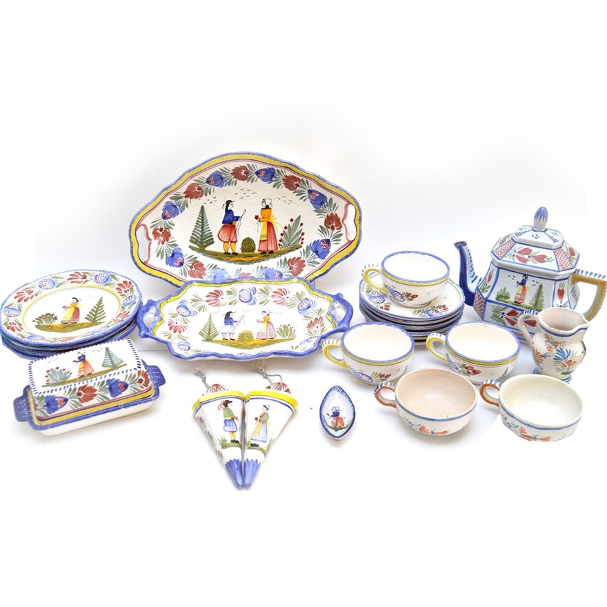 Henriot Quimper Hand-Painted French Tableware