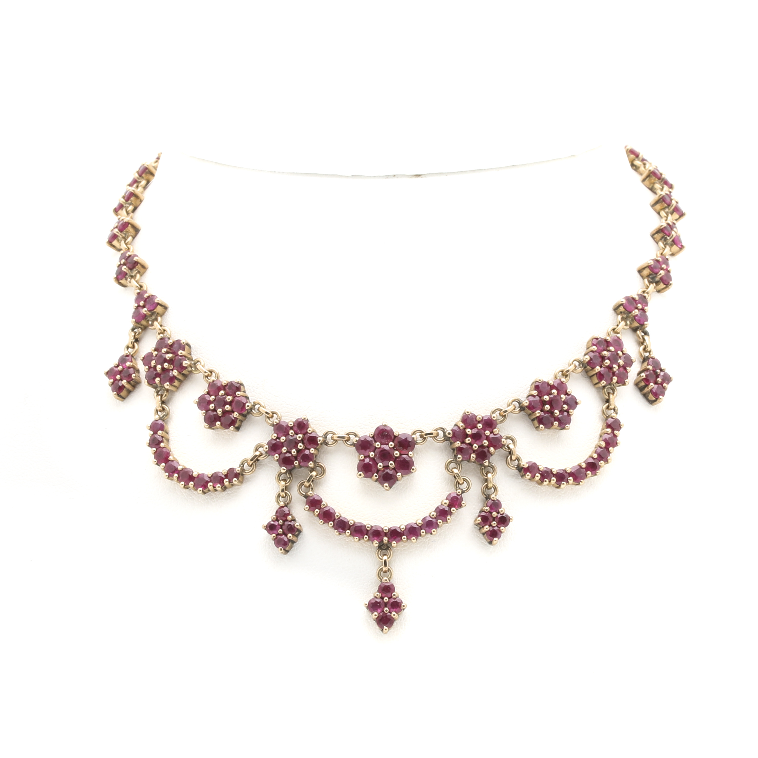 14K and 18K Yellow Gold Ruby Necklace