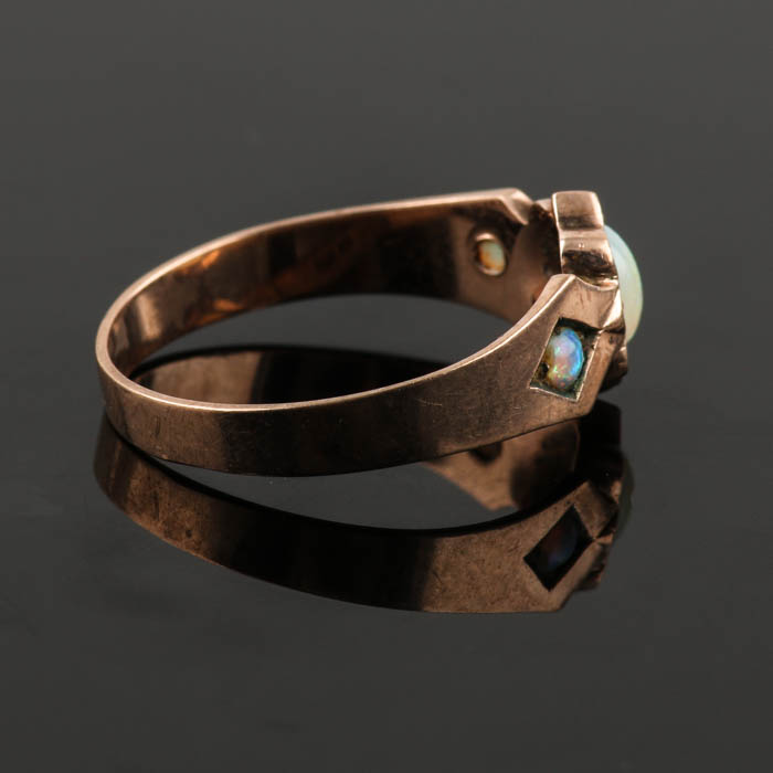 10K Rose Gold Opal Ring and Ankh Cross Pendant