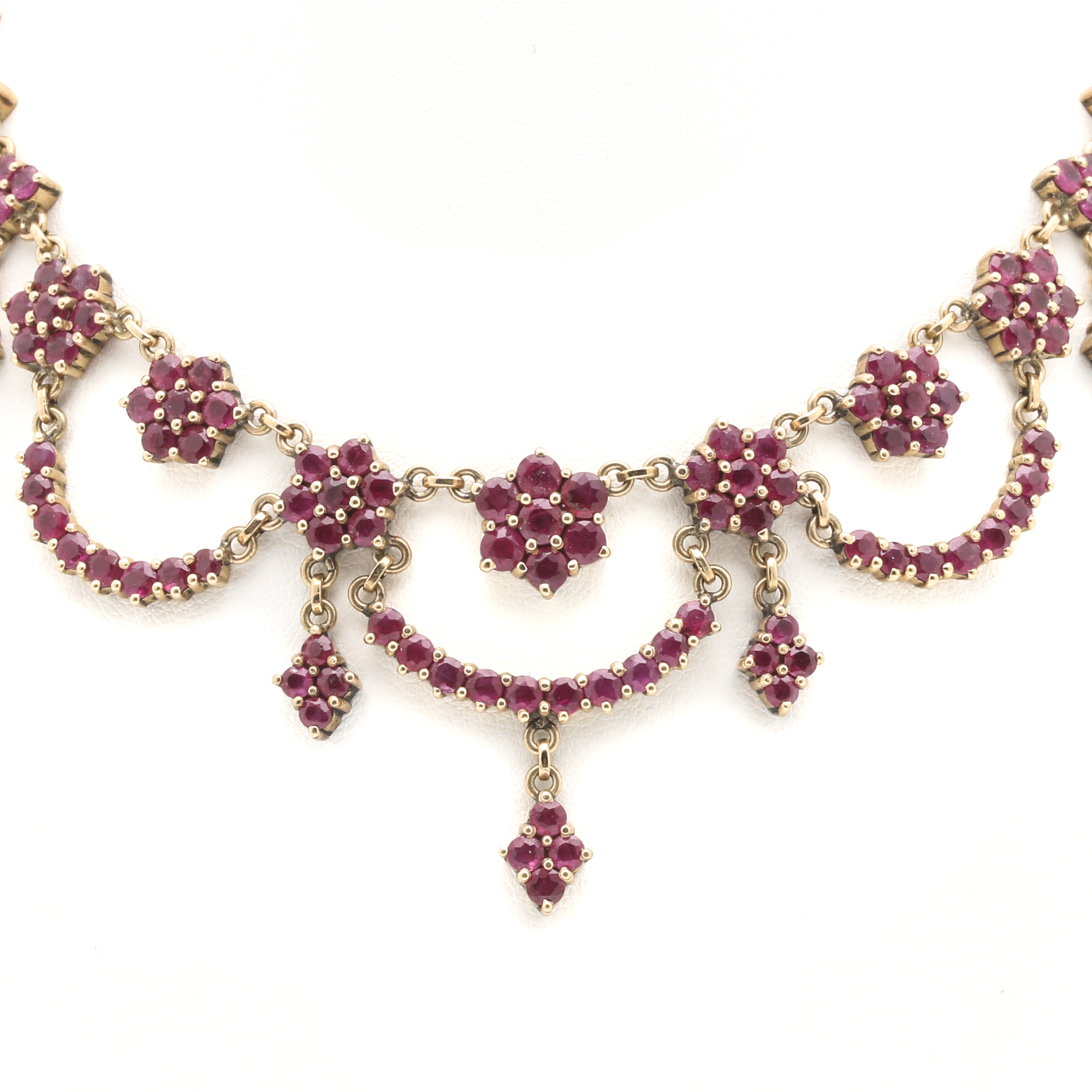 14K and 18K Yellow Gold Ruby Necklace