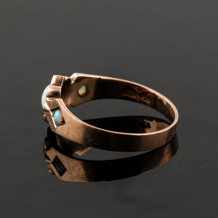 10K Rose Gold Opal Ring and Ankh Cross Pendant