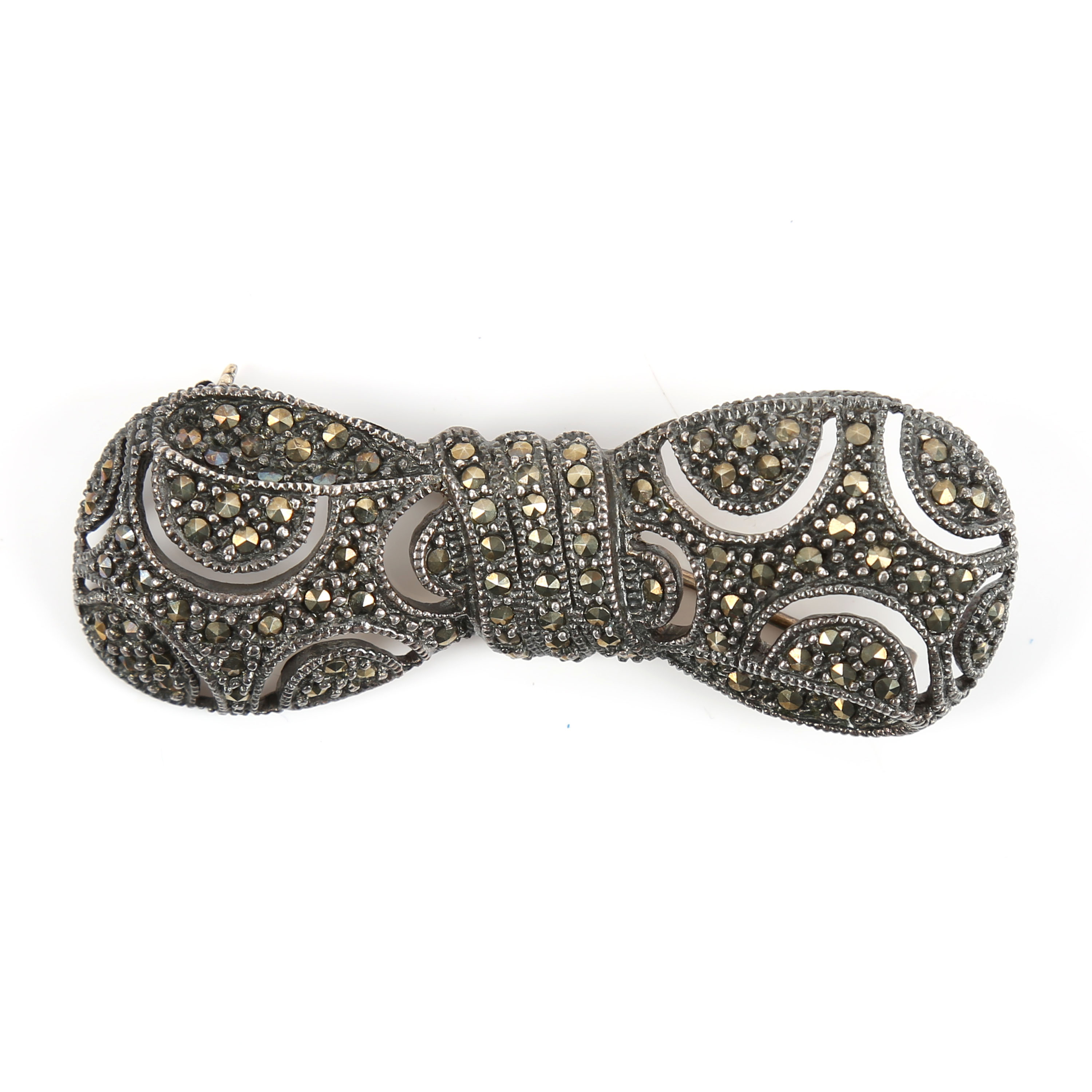 Sterling Silver and Marcasite Bow Brooch