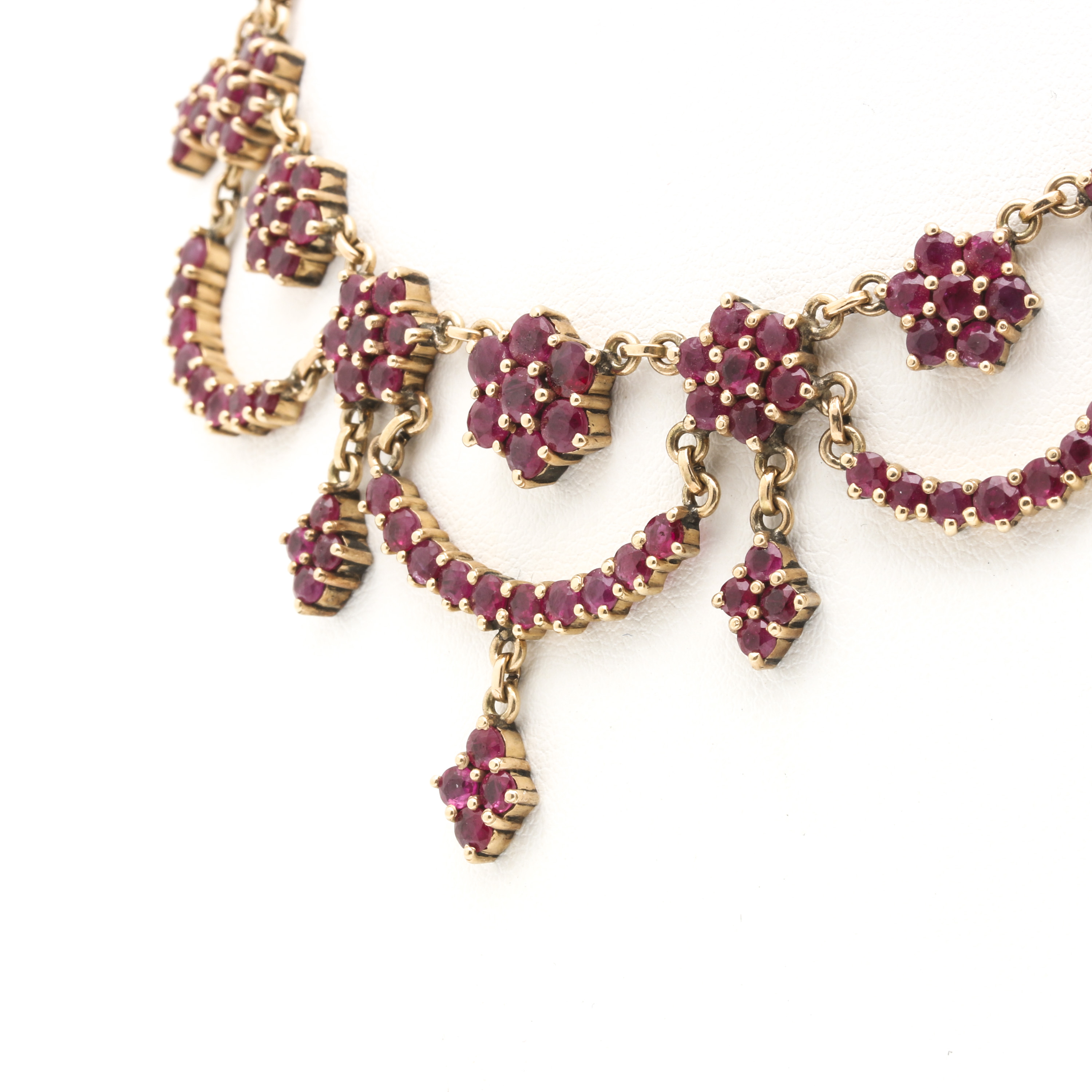 14K and 18K Yellow Gold Ruby Necklace