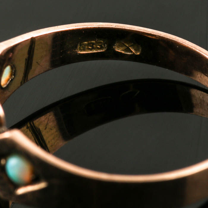 10K Rose Gold Opal Ring and Ankh Cross Pendant