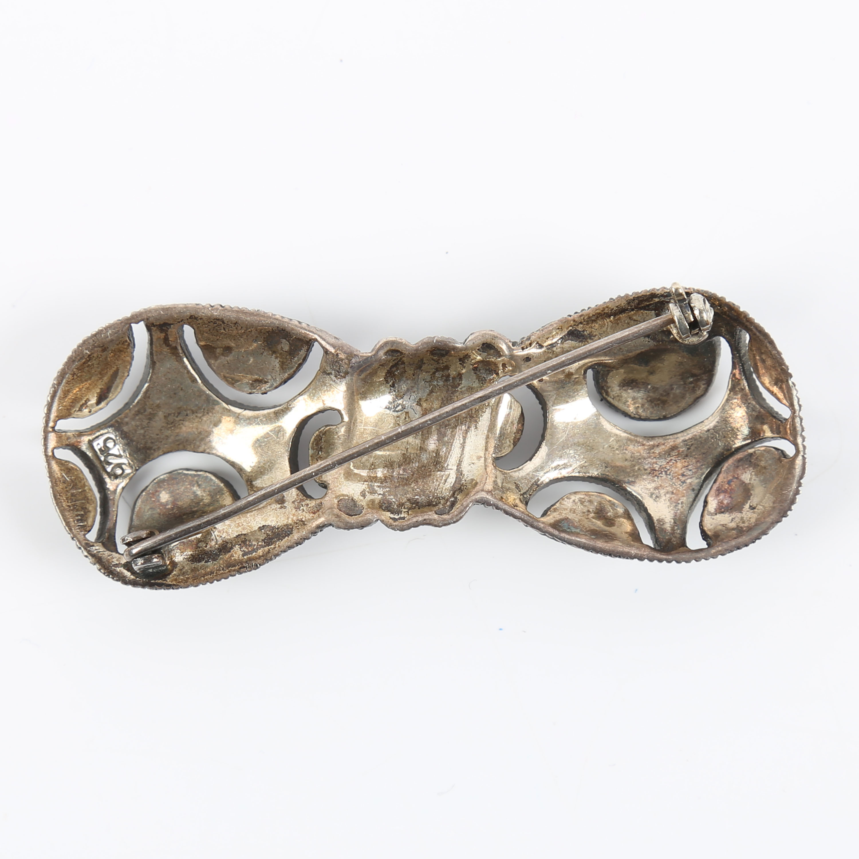 Sterling Silver and Marcasite Bow Brooch