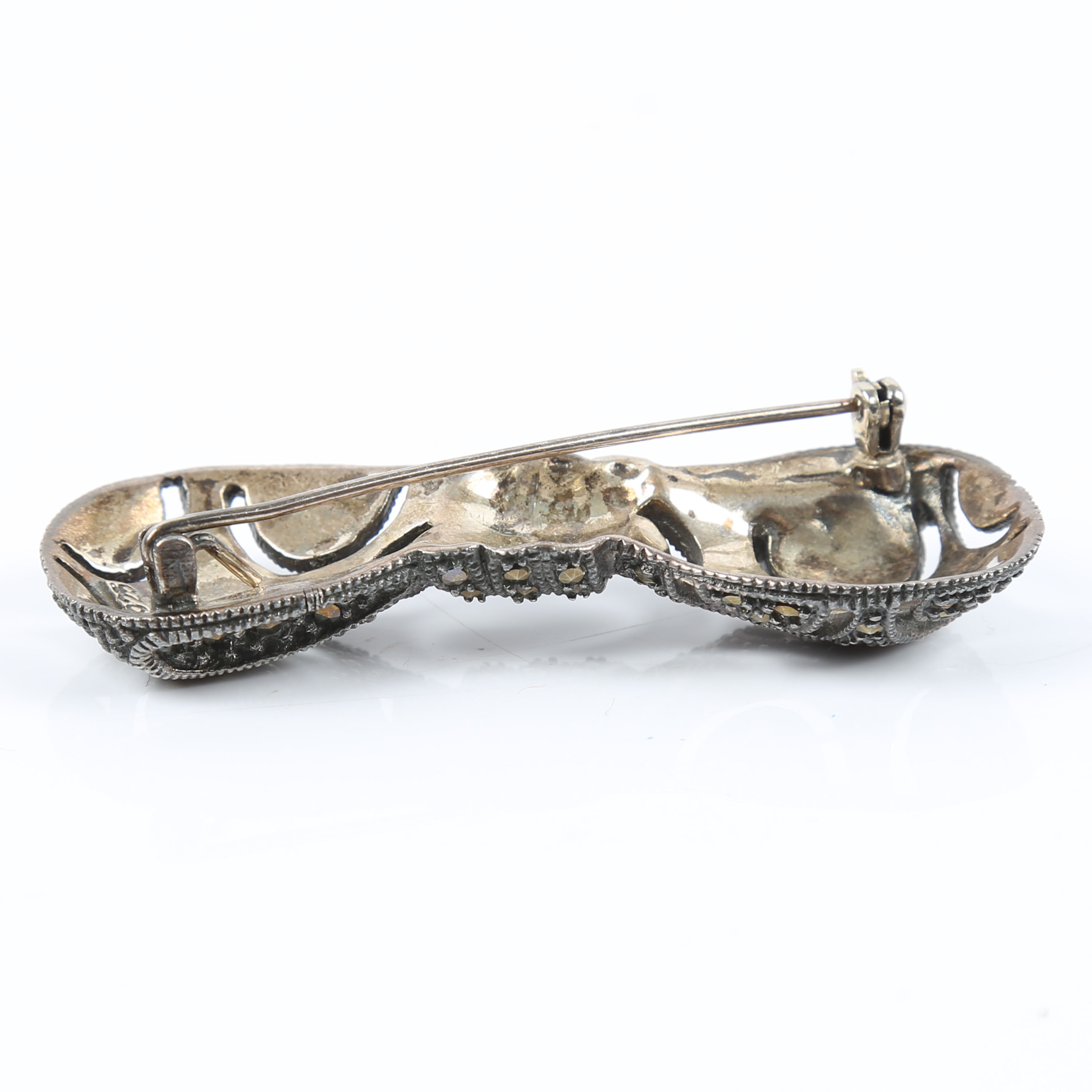 Sterling Silver and Marcasite Bow Brooch