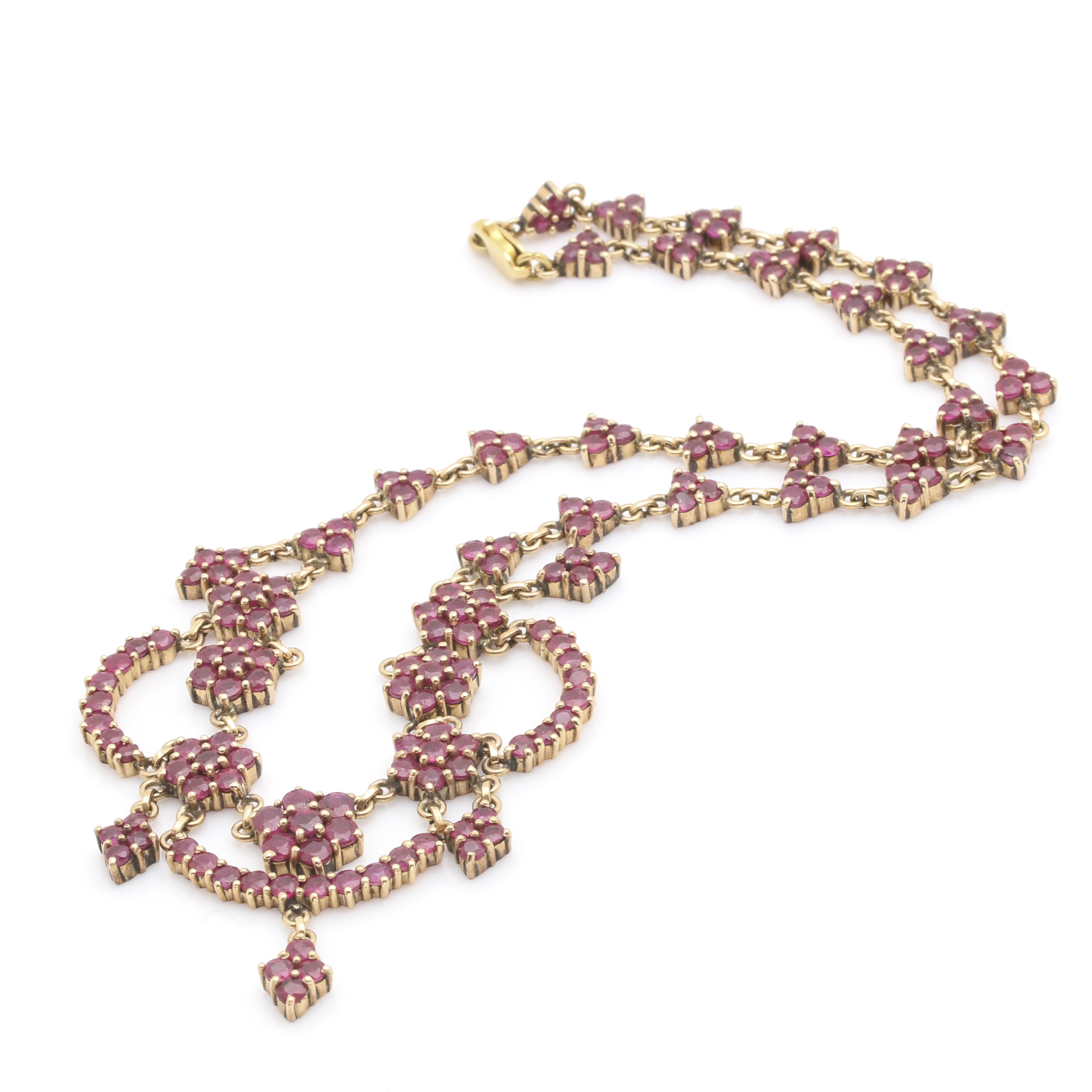 14K and 18K Yellow Gold Ruby Necklace