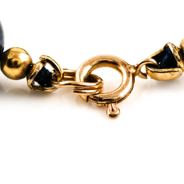 14K Yellow Gold Lapis Lazuli Bead Bracelet